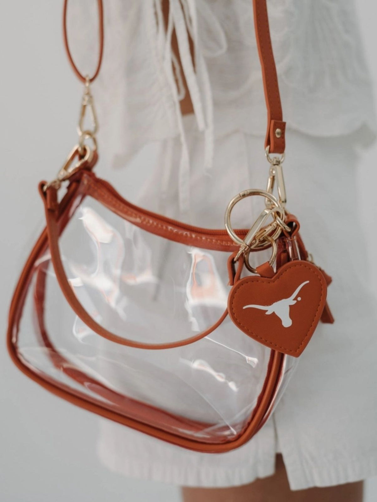 Texas Longhorns Clear Purse with Heart Charm