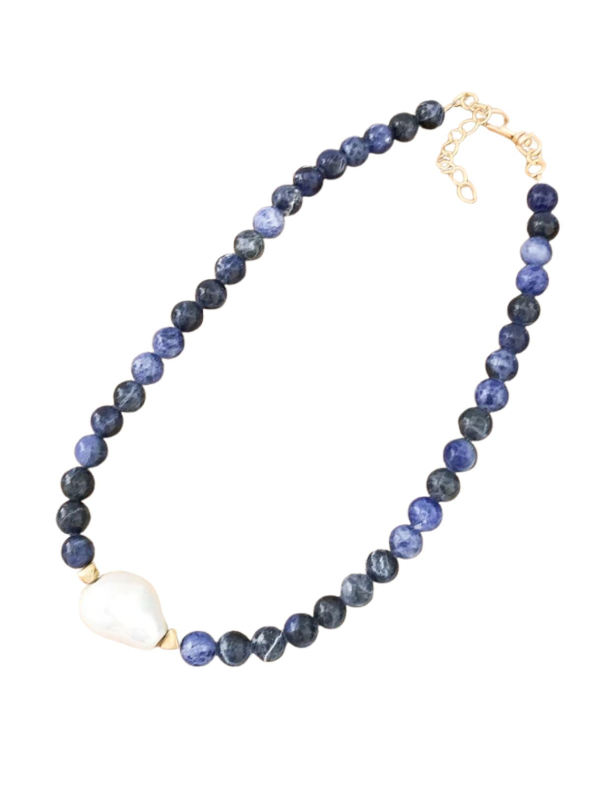 The Kamryn Gemstone & Baroque Pearl Necklace – Blue Marble