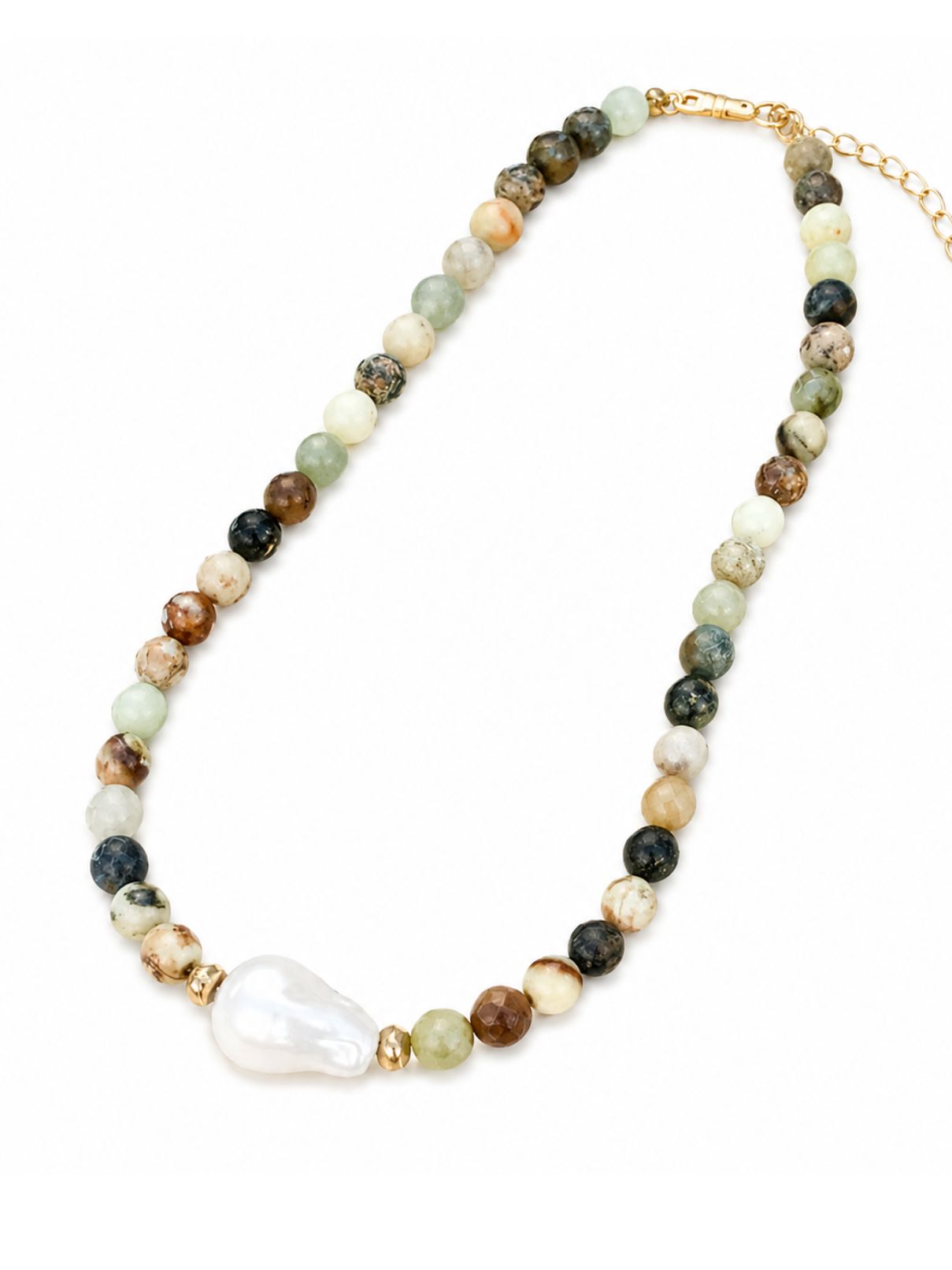 The Kamryn Gemstone & Baroque Pearl Necklace – Meadow