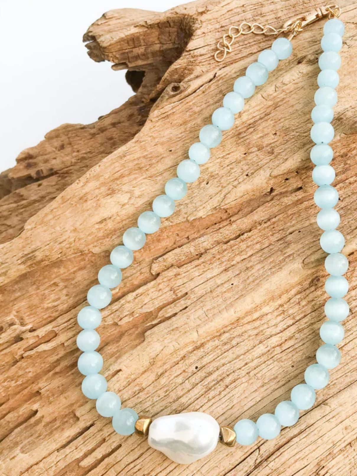 The Kamryn Necklace in Mint Faceted Luxe