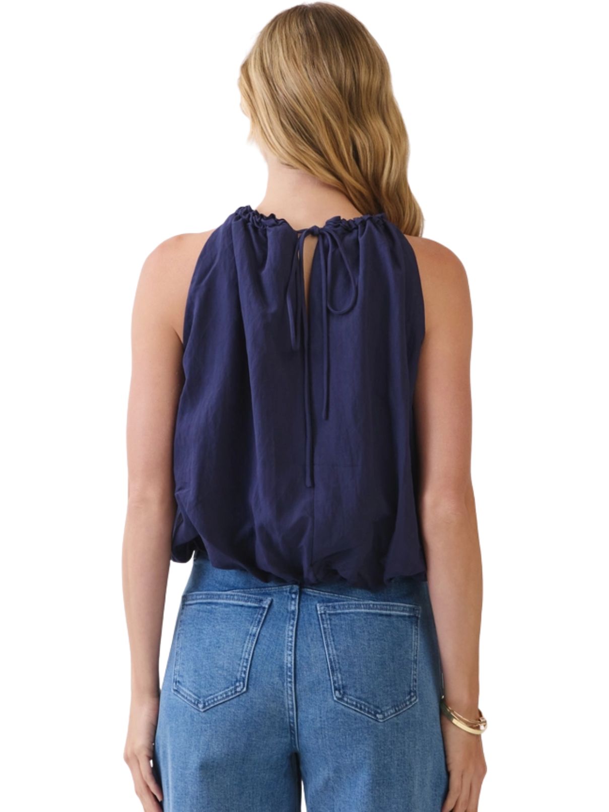 Tie Halter Bubble Top – Navy