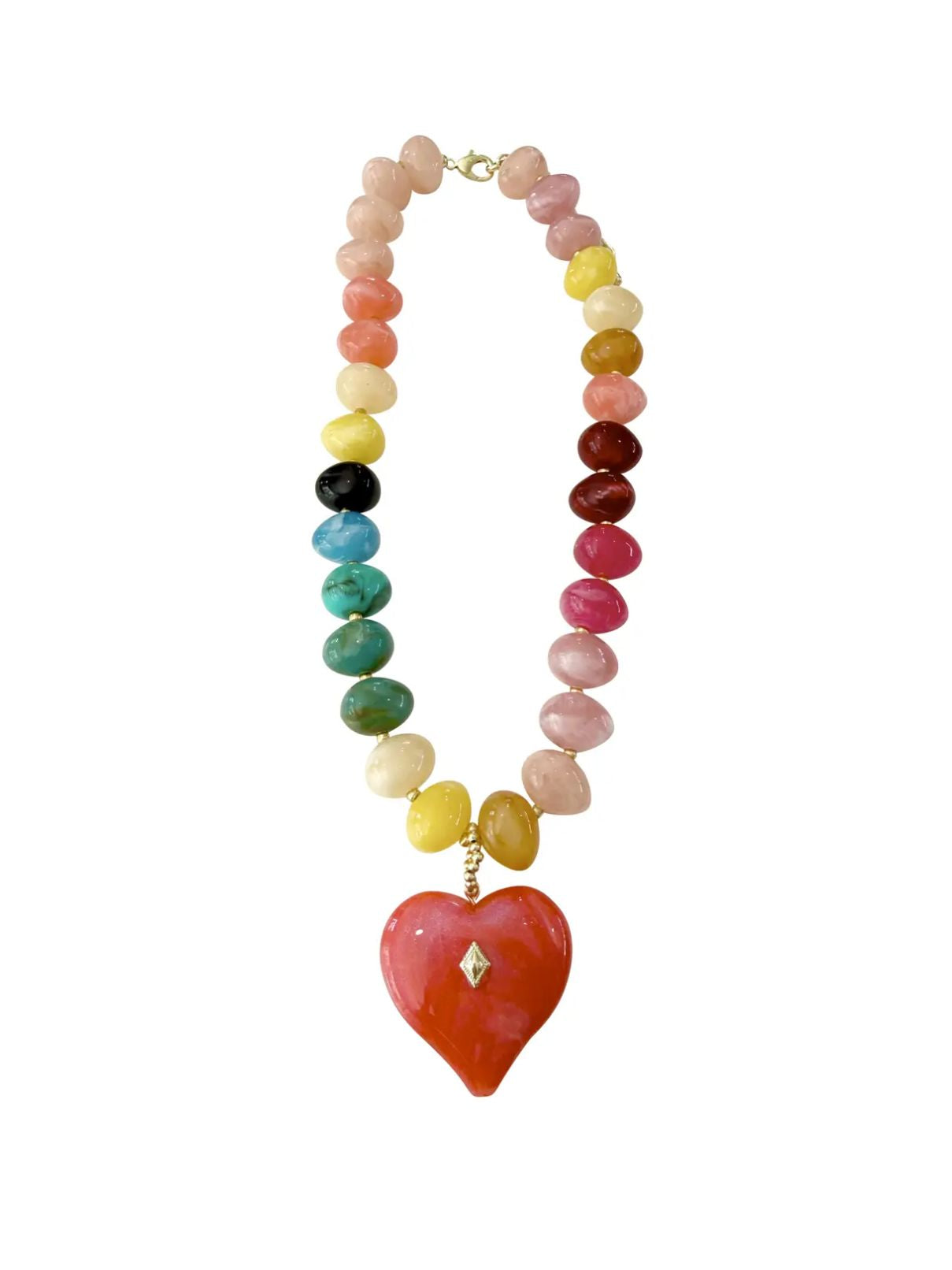 Tisha Multi Beaded Necklace with Heart Charm