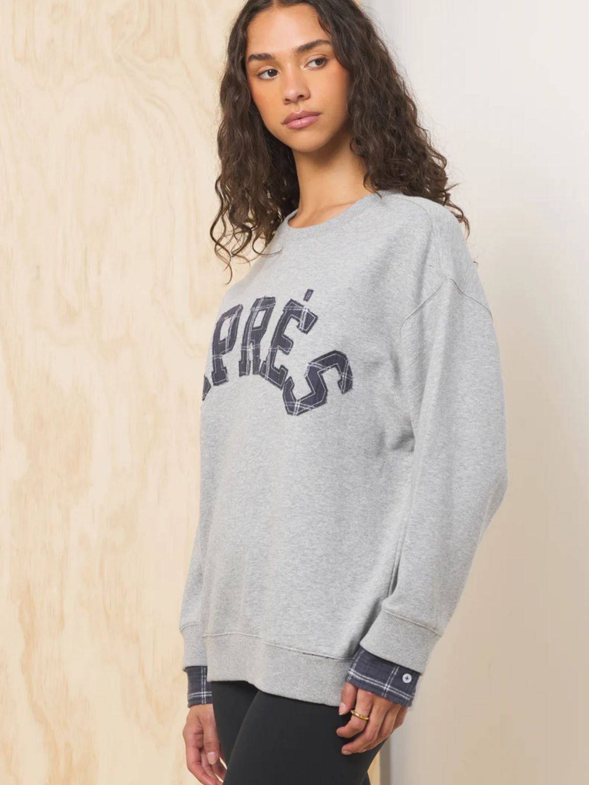Vintage Havana Apres French Terry Crew in Moon Grey