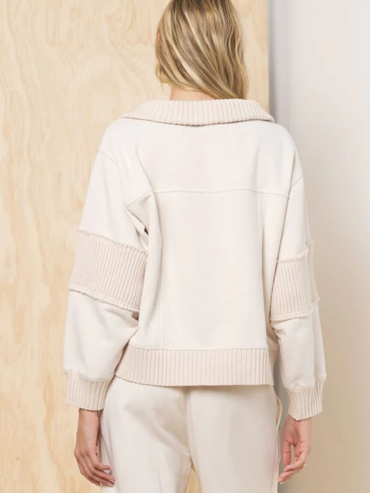 Vintage Havana Fleece Quarter Zip in Bone