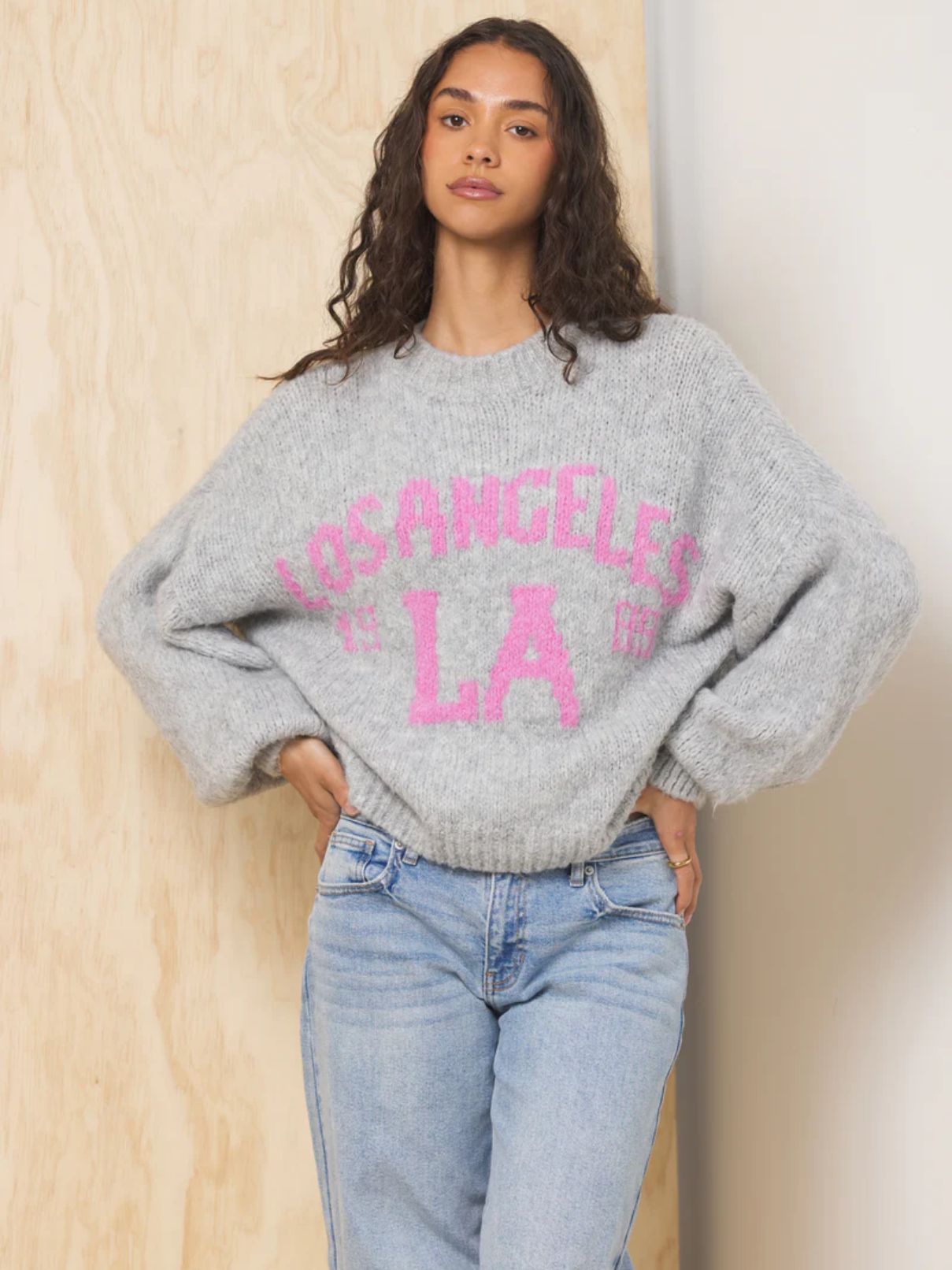 Vintage Havana LA Jacquard Sweater in Lt Grey