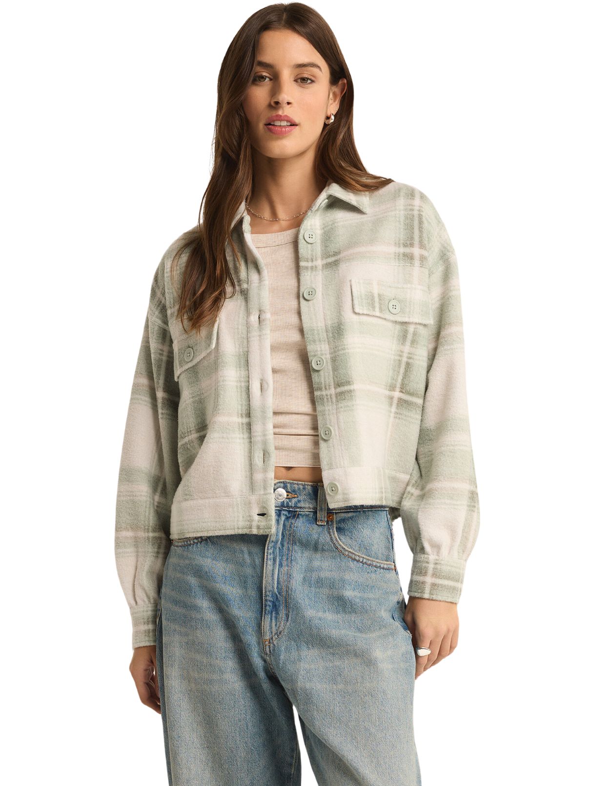 Z Supply Abbott Plaid Jacket in Willow