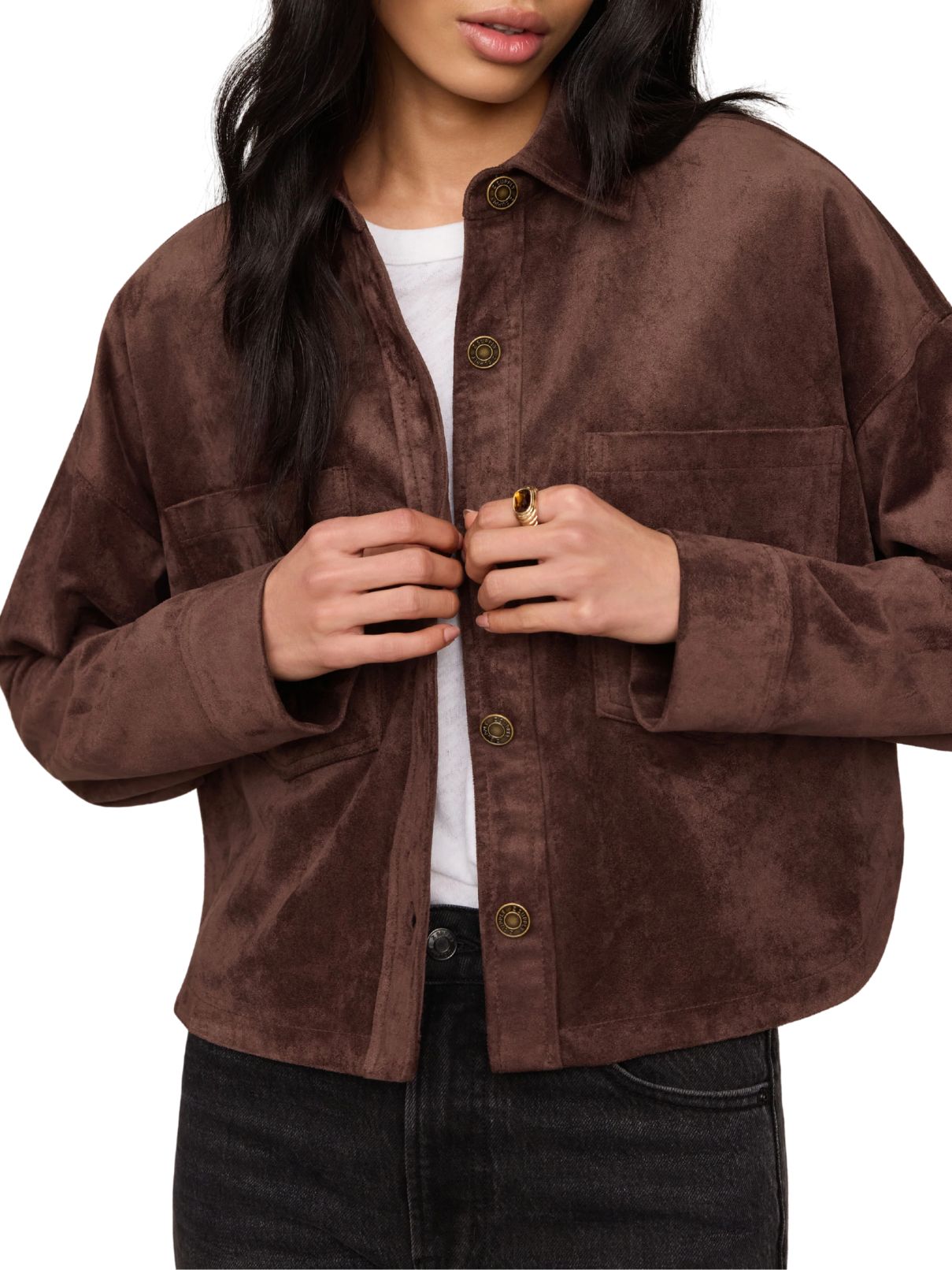 Z Supply All Day Cropped Suede Jacket – Dark Chocolate