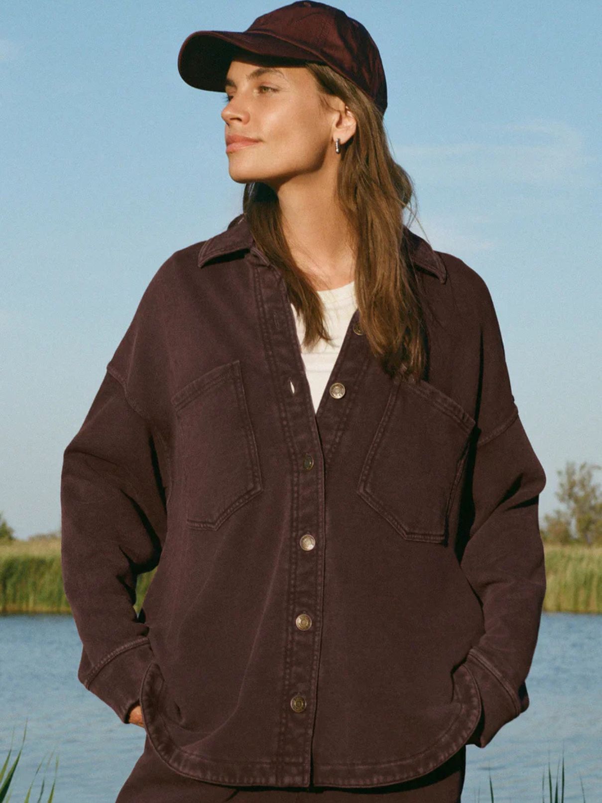 Z Supply All Day Knit Jacket in Chocolate Cherry