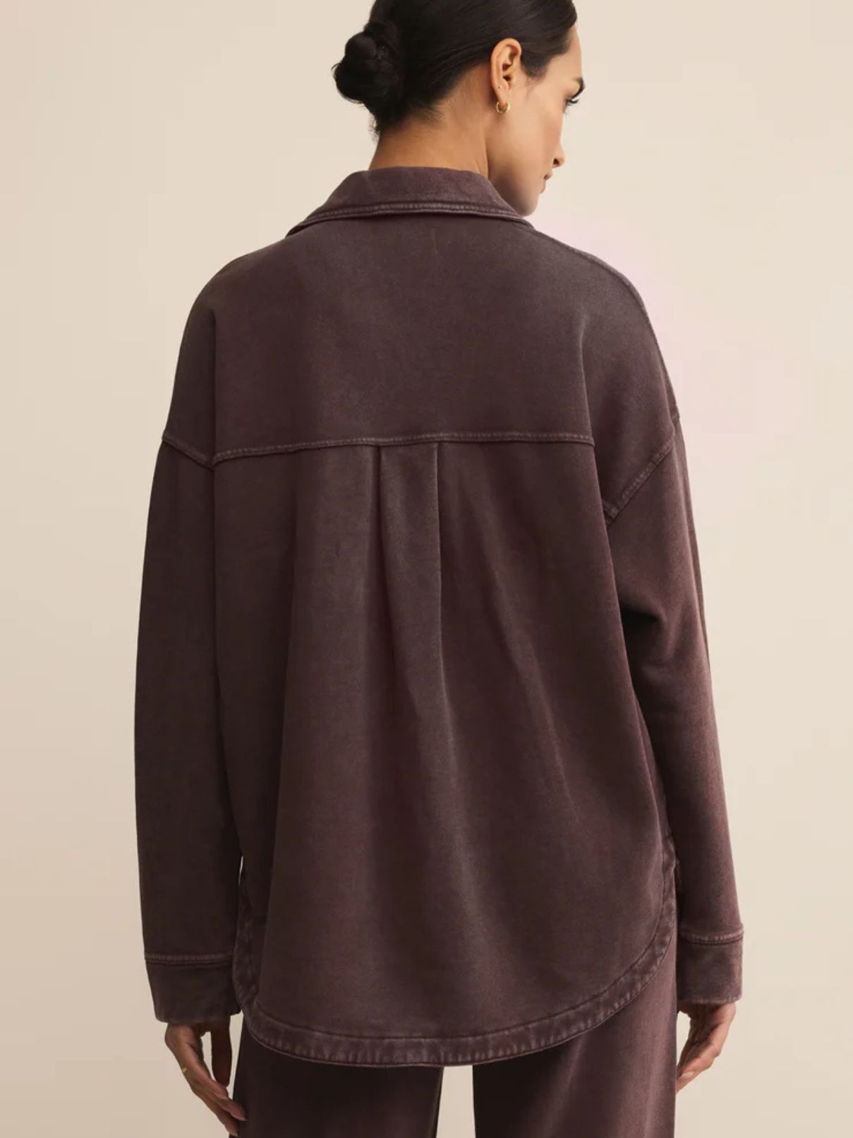 Z Supply All Day Knit Jacket in Chocolate Cherry