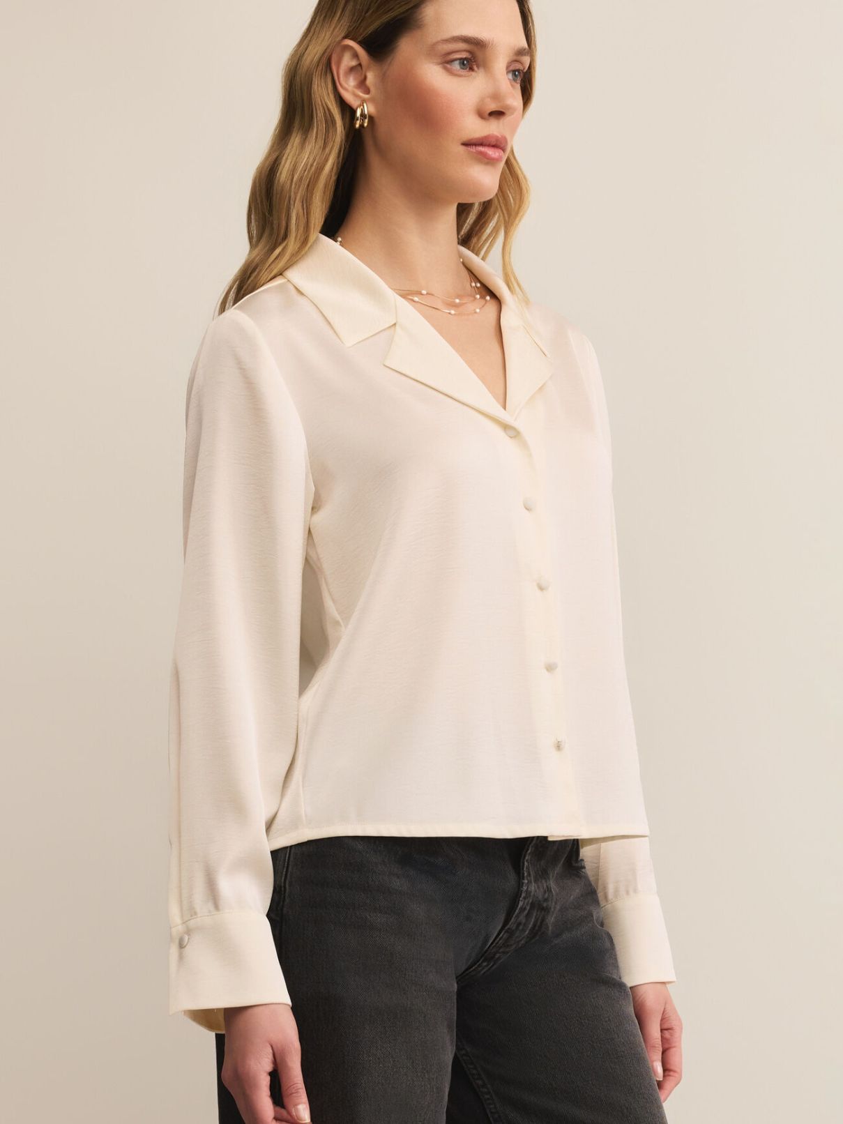 Z Supply Ana Satin Top in Cloud
