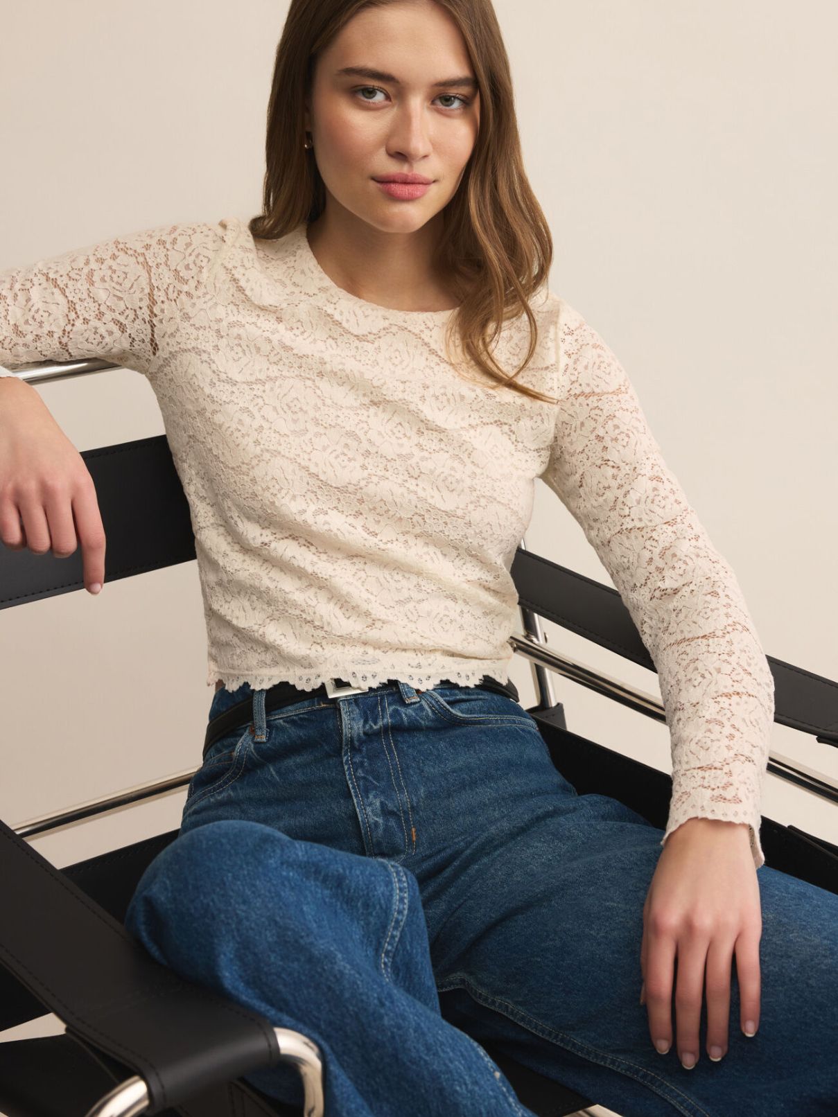 Z Supply Aurora Lace Top in Cloud