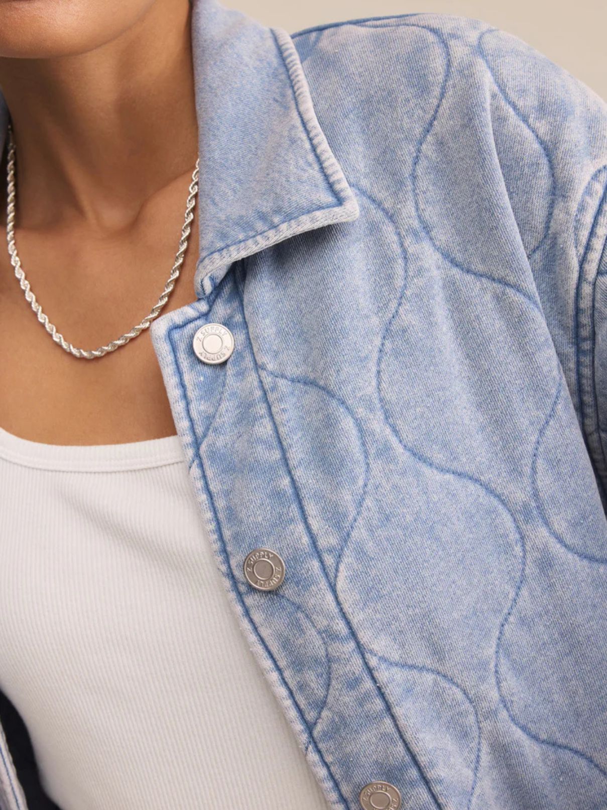 Z Supply Boulder Knit Denim Jacket in Washed Indigo