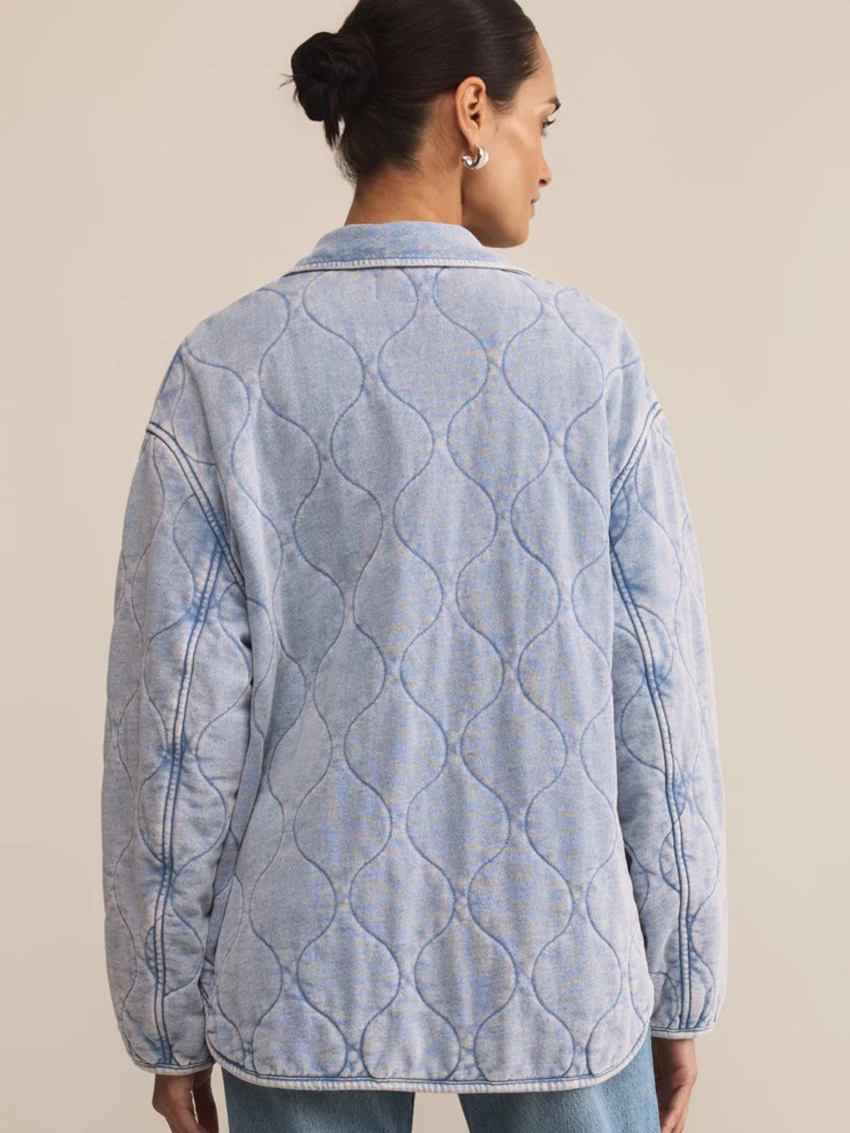 Z Supply Boulder Knit Denim Jacket in Washed Indigo