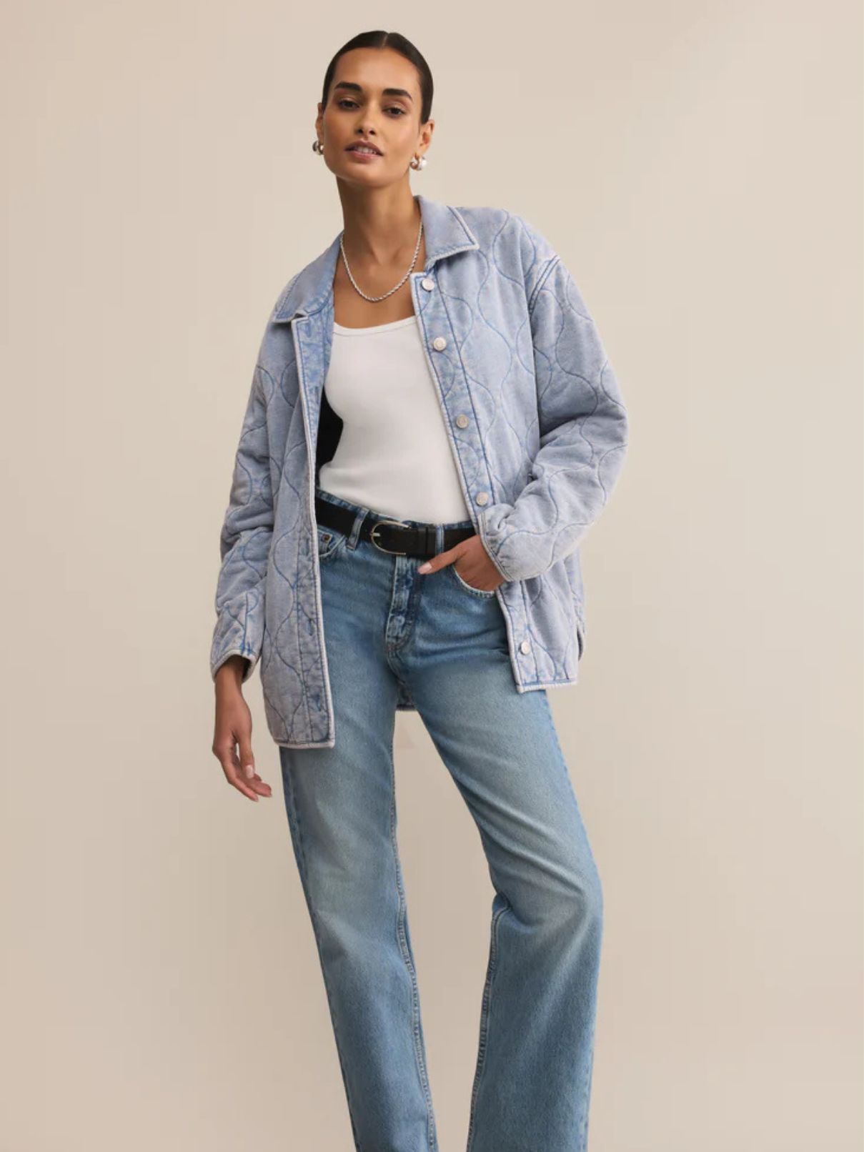 Z Supply Boulder Knit Denim Jacket in Washed Indigo