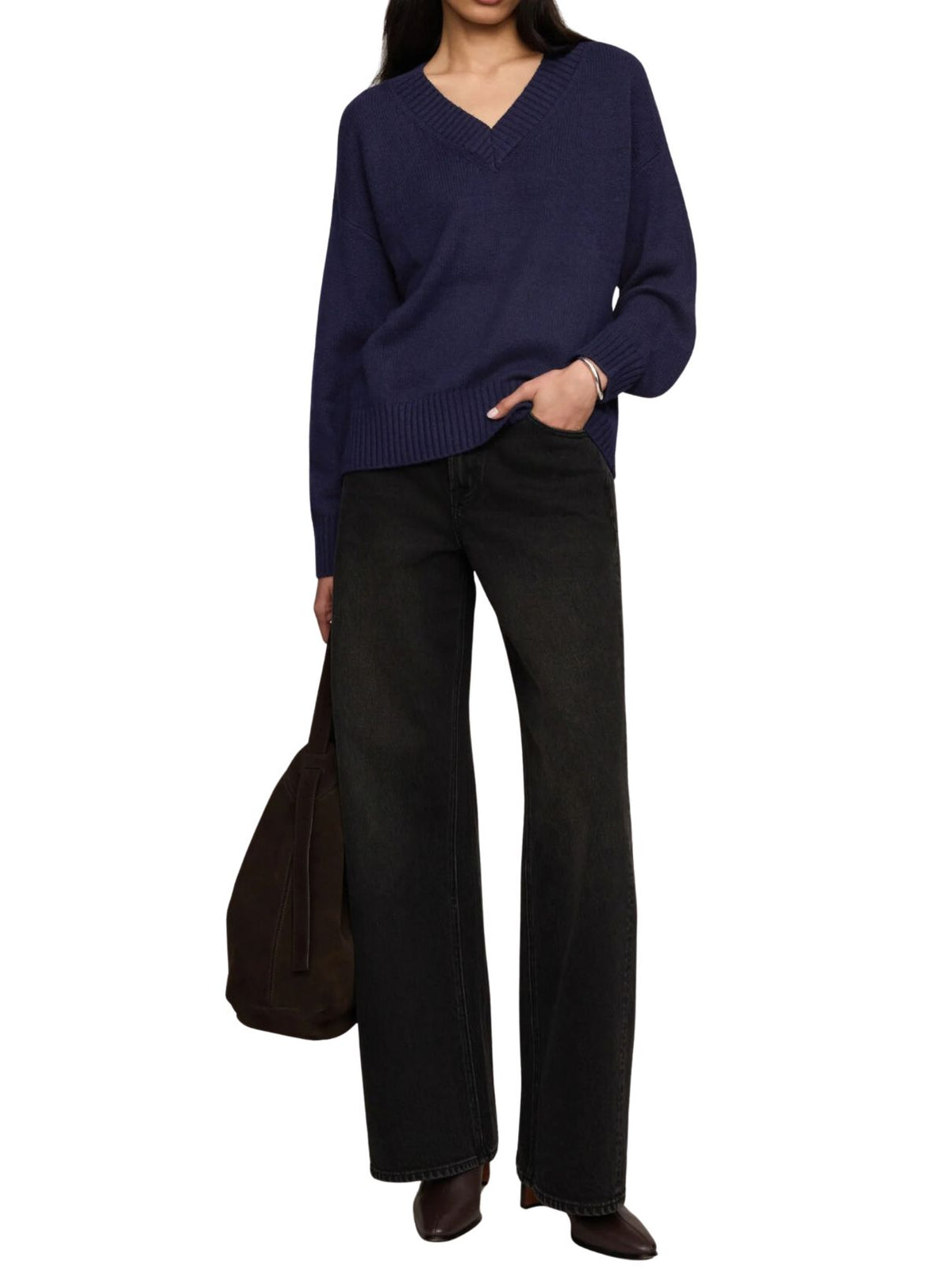 Z Supply Cloud Spun V-Neck Sweater in Oxford Blue