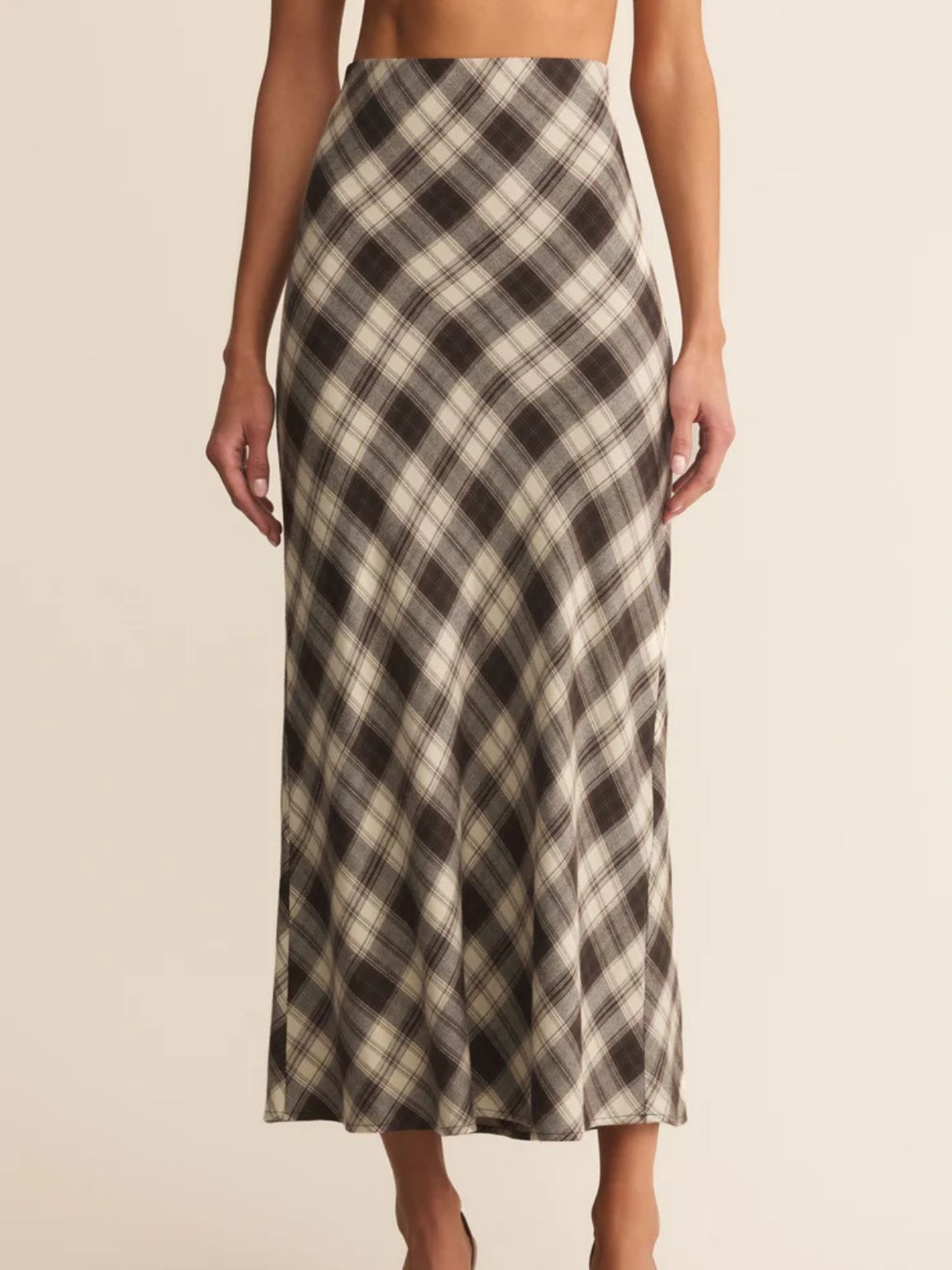 Z Supply Europa Plaid Midi Skirt in Black