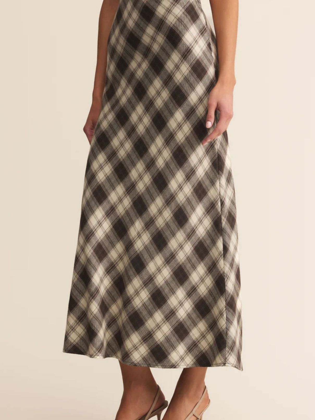 Z Supply Europa Plaid Midi Skirt in Black