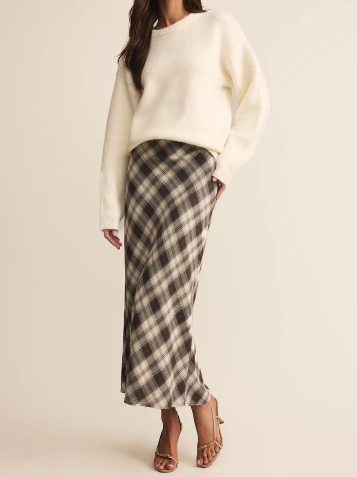 Z Supply Europa Plaid Midi Skirt in Black