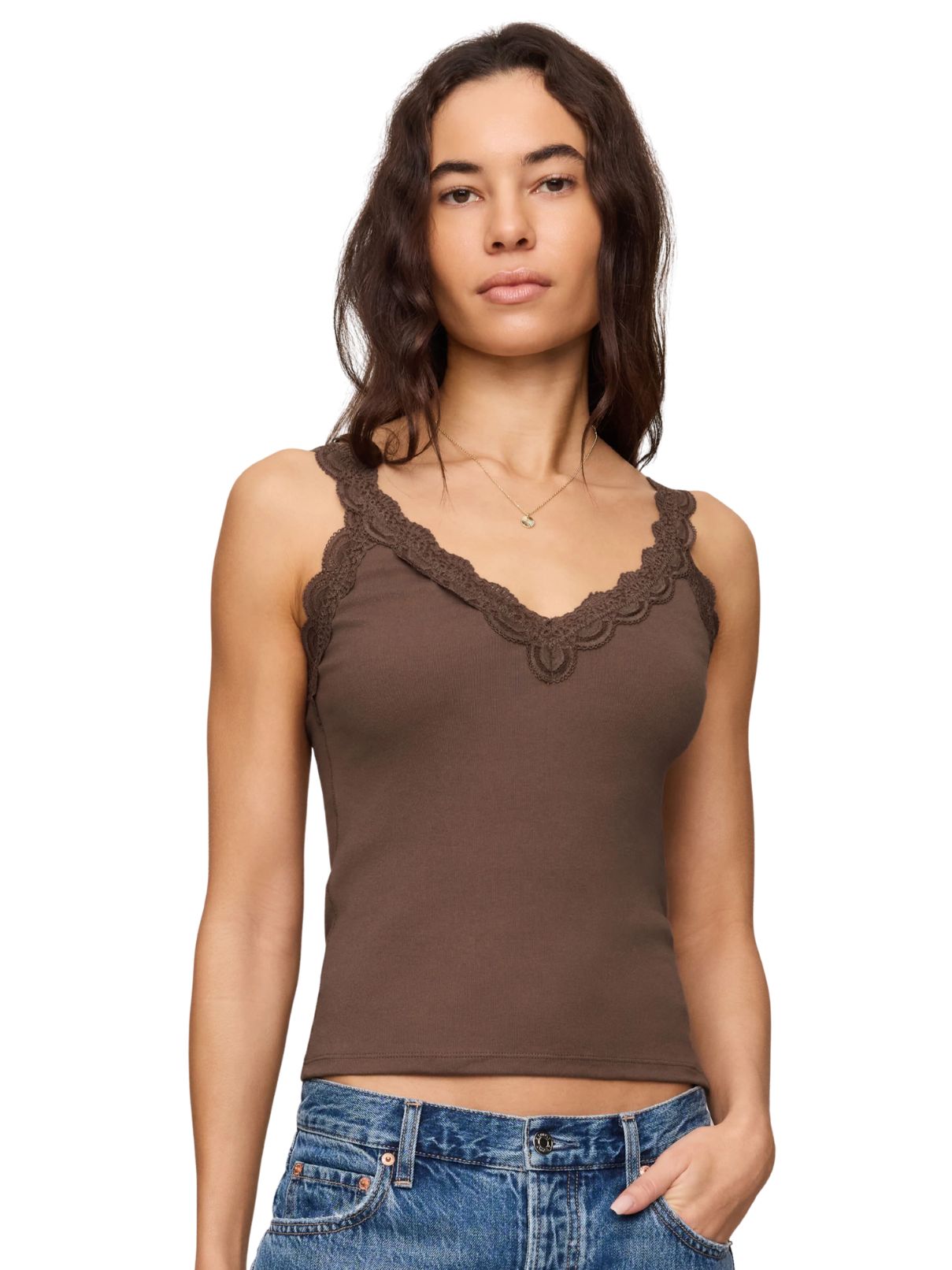 Z Supply Eve Lace Trim Tank – Cocoa Latte