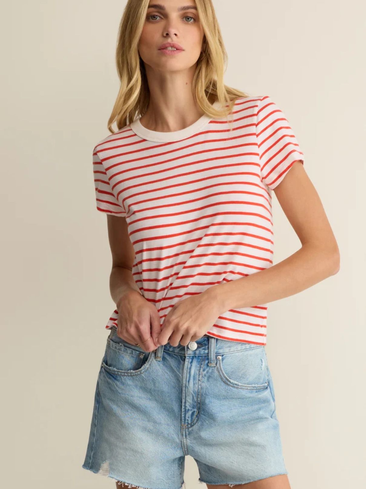 Z Supply Junie Striped Tee in Lychee