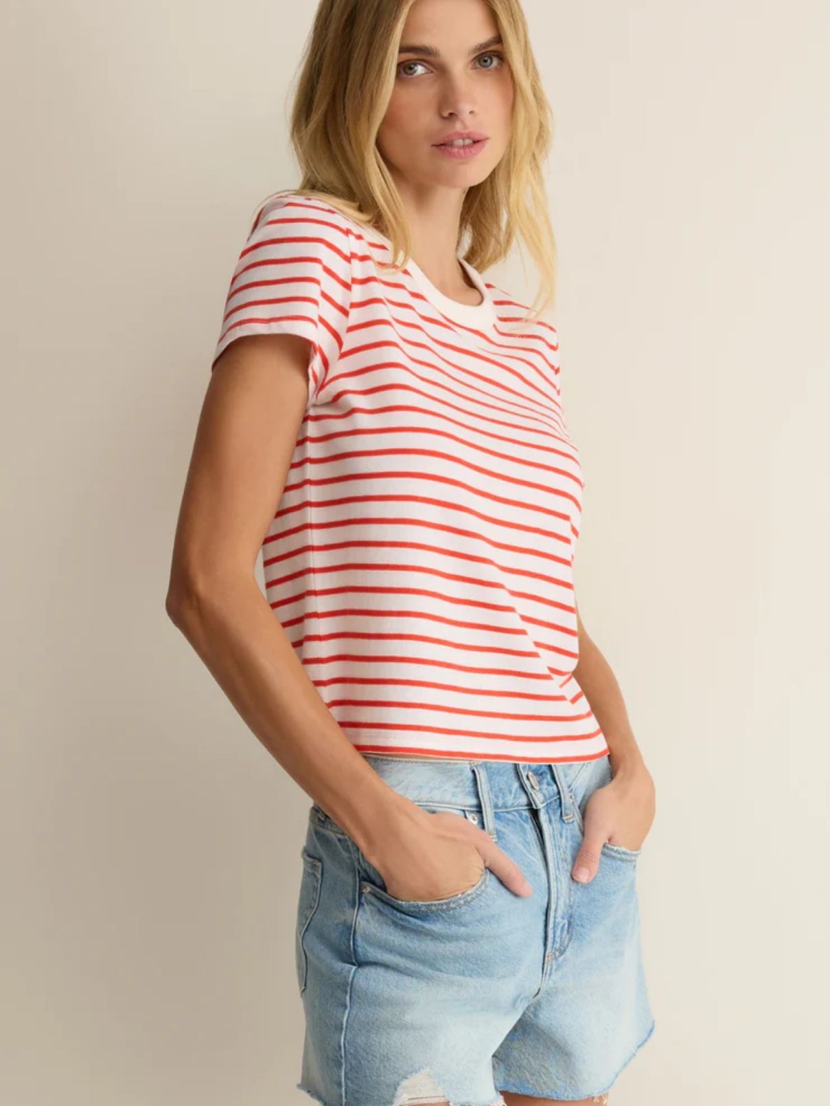 Z Supply Junie Striped Tee in Lychee