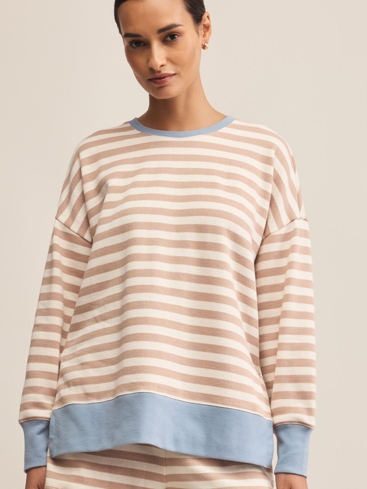 Z Supply Layer Up Stripe Sweatshirt in Evening Sand