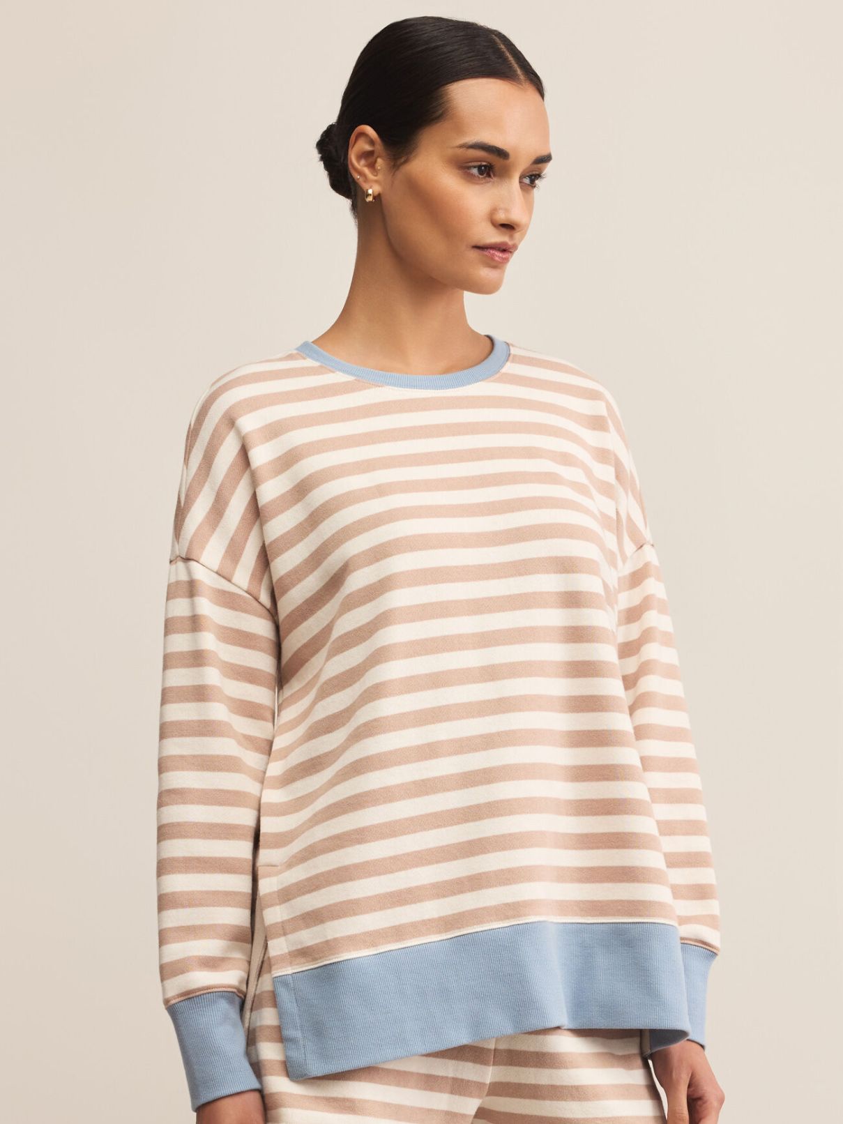 Z Supply Layer Up Stripe Sweatshirt in Evening Sand