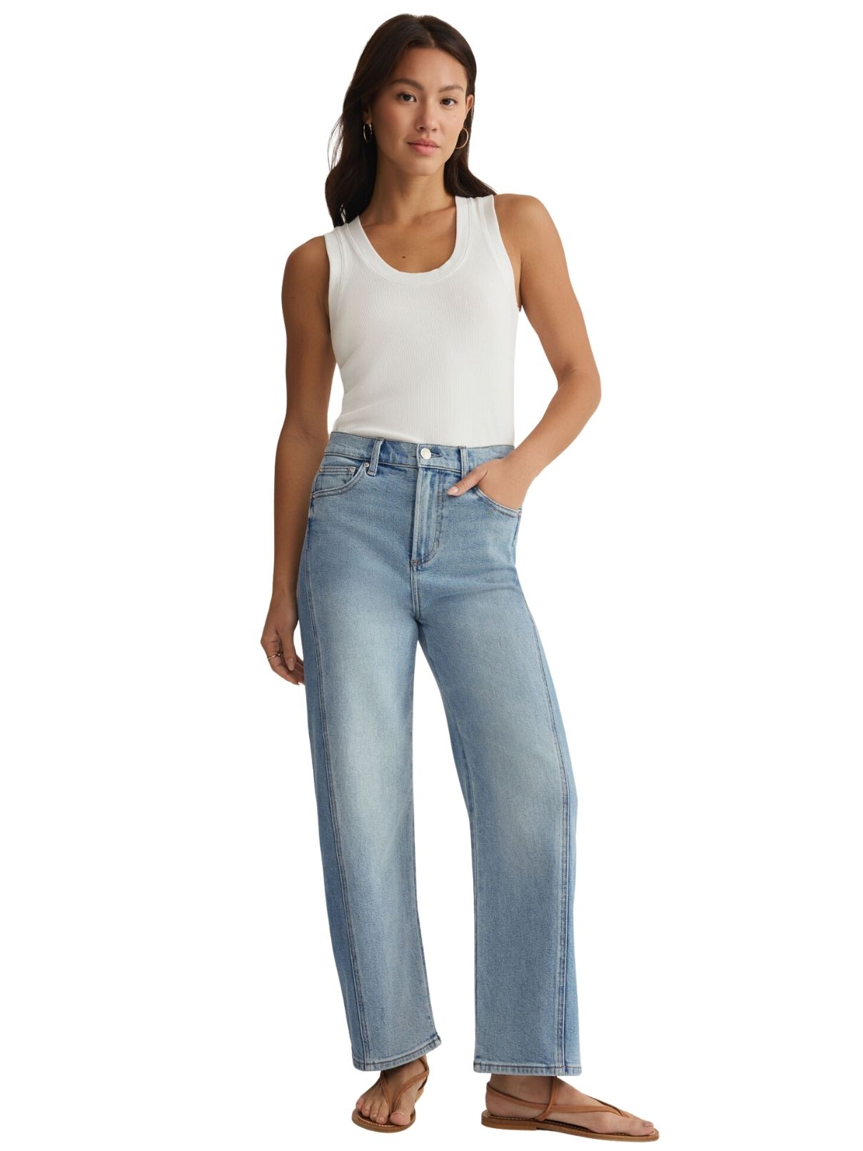 Z Supply Luna Hi Rise Crop Bowed Jean in Utopia