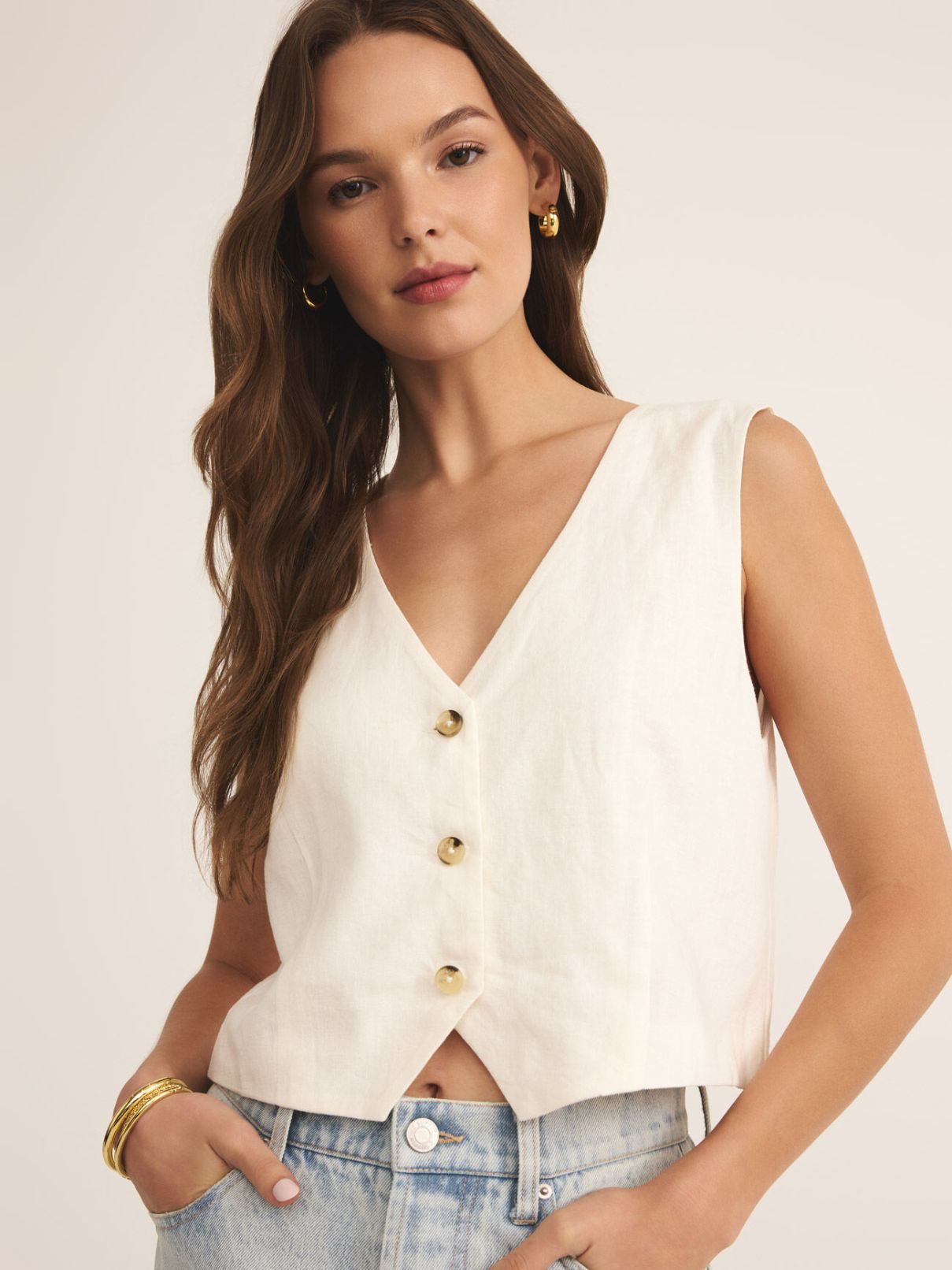 Z Supply Marta Linen Vest in White