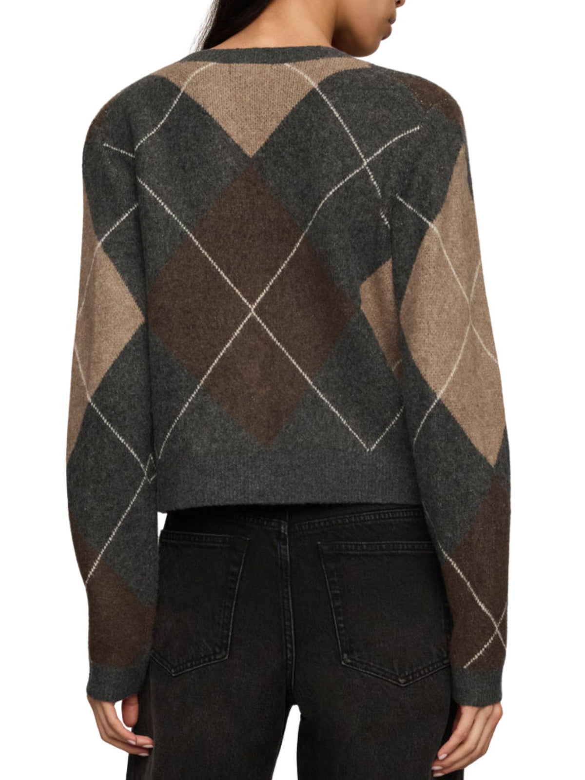 Z Supply Medina Argyle Cardigan in Charcoal