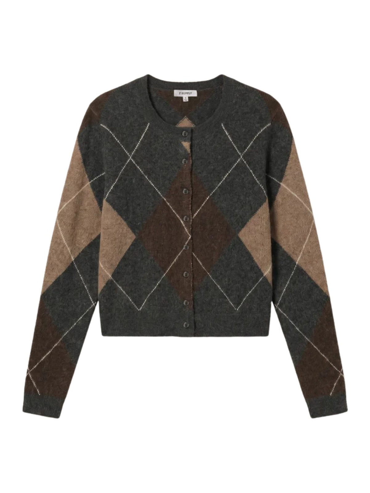 Z Supply Medina Argyle Cardigan in Charcoal