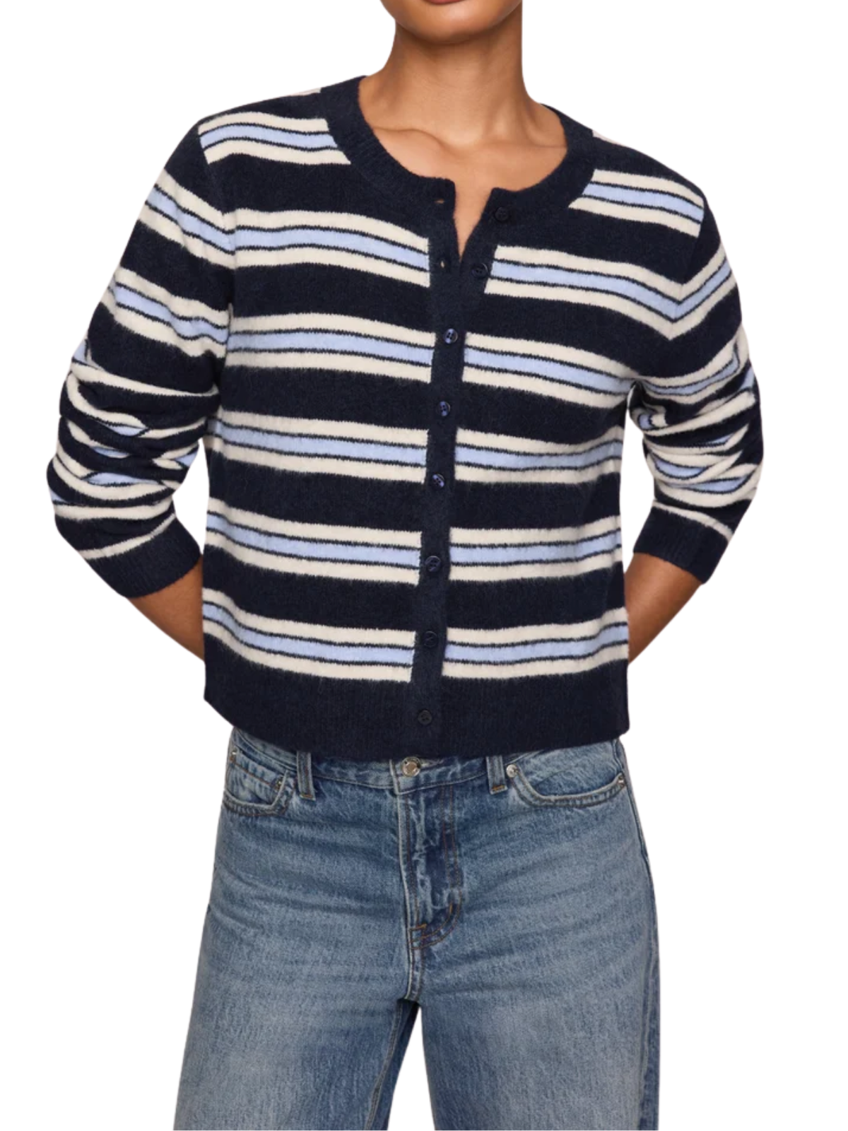 Z Supply Medina Cozy Stripe Cardigan Sweater in Eclipse