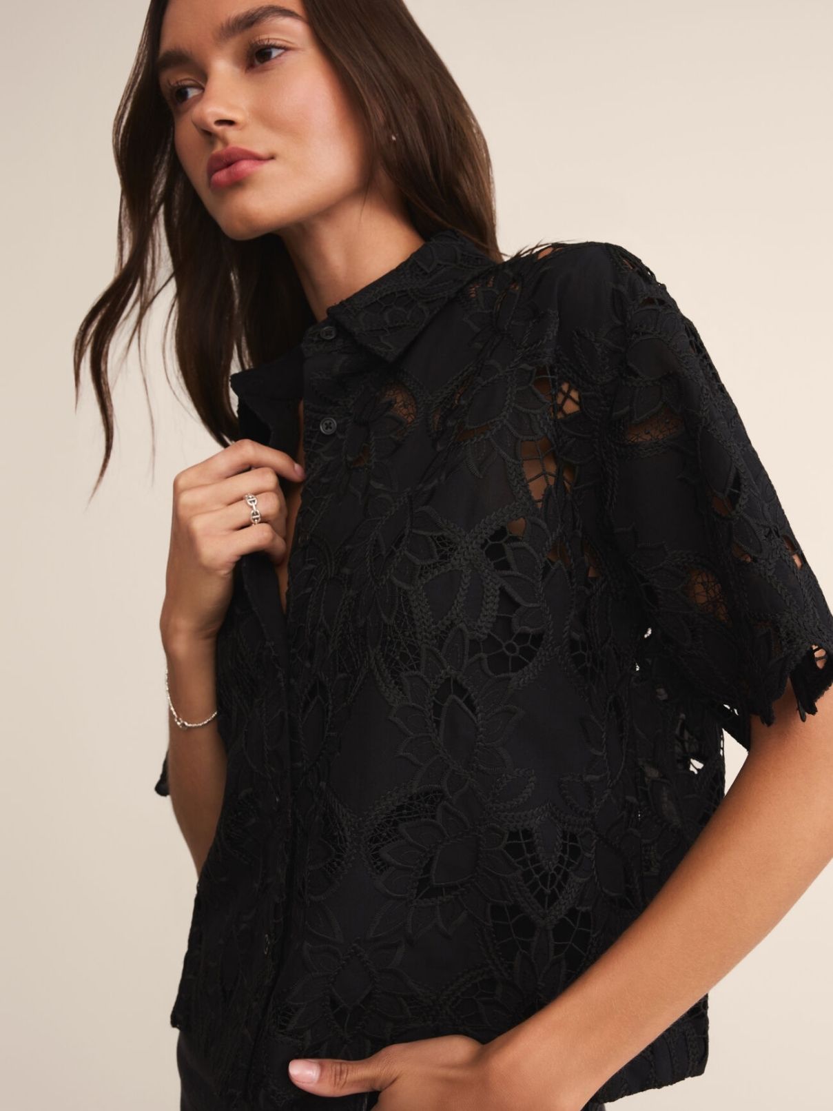 Z Supply Midnight Lace Top in Black