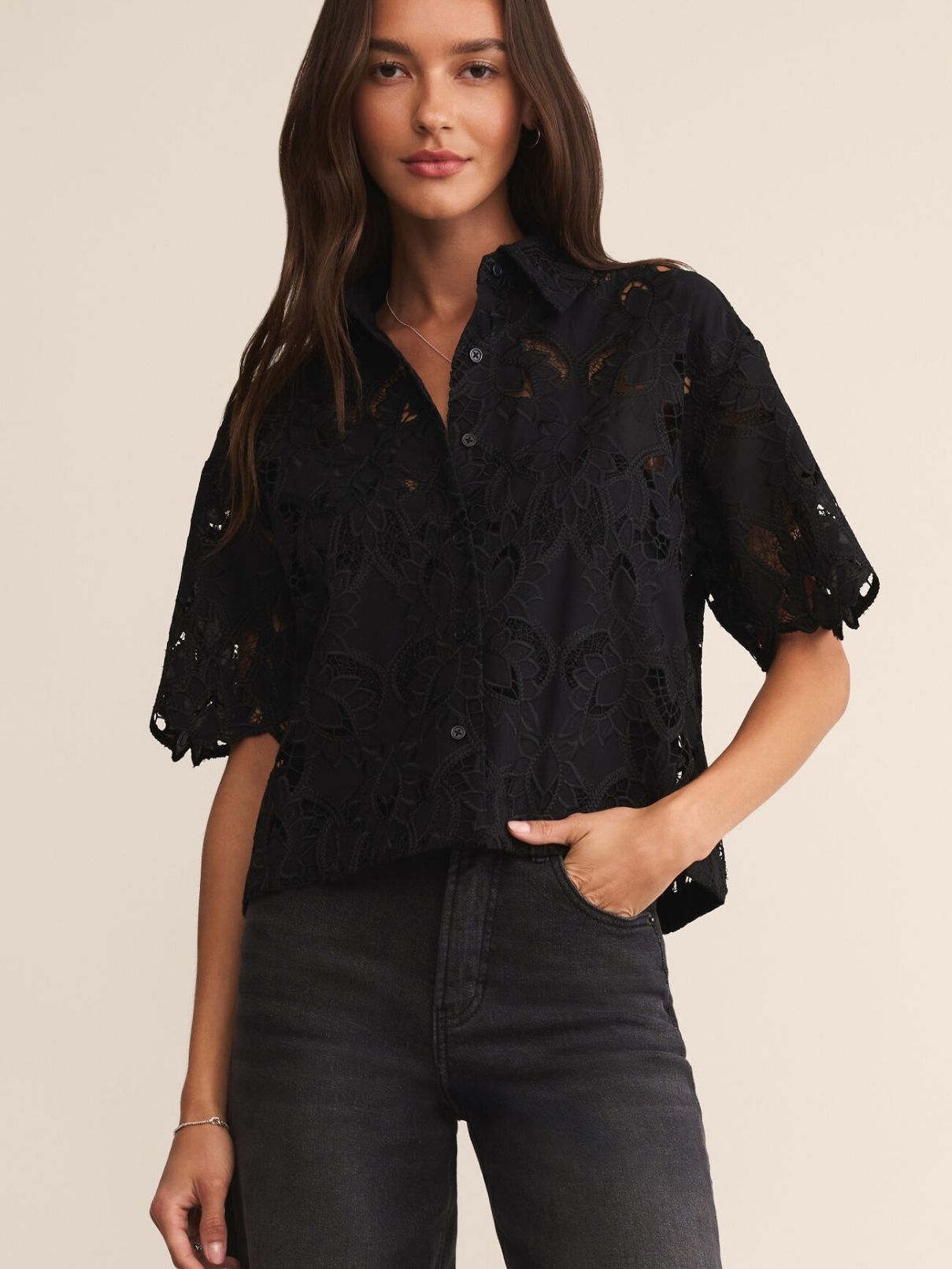 Z Supply Midnight Lace Top in Black