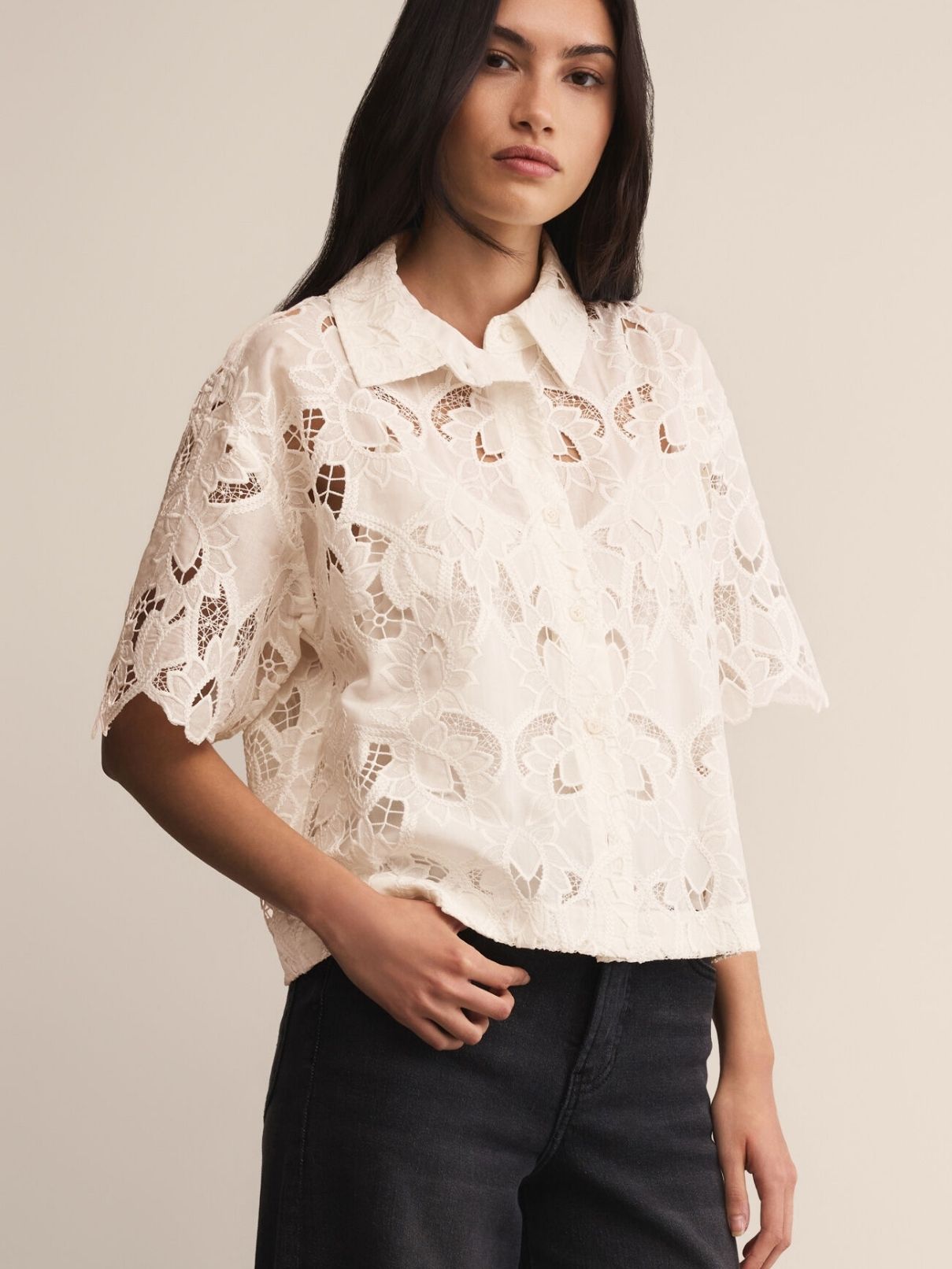 Z Supply Midnight Lace Top in Cloud