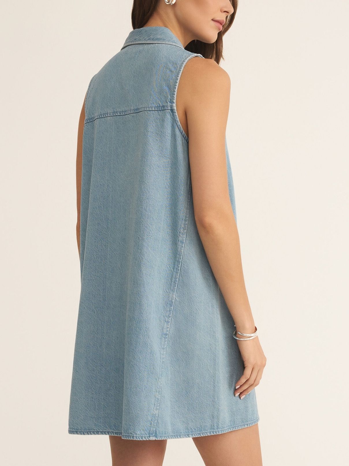 Z Supply  New Day Twill Mini Dress in Lt Vintage Indigo