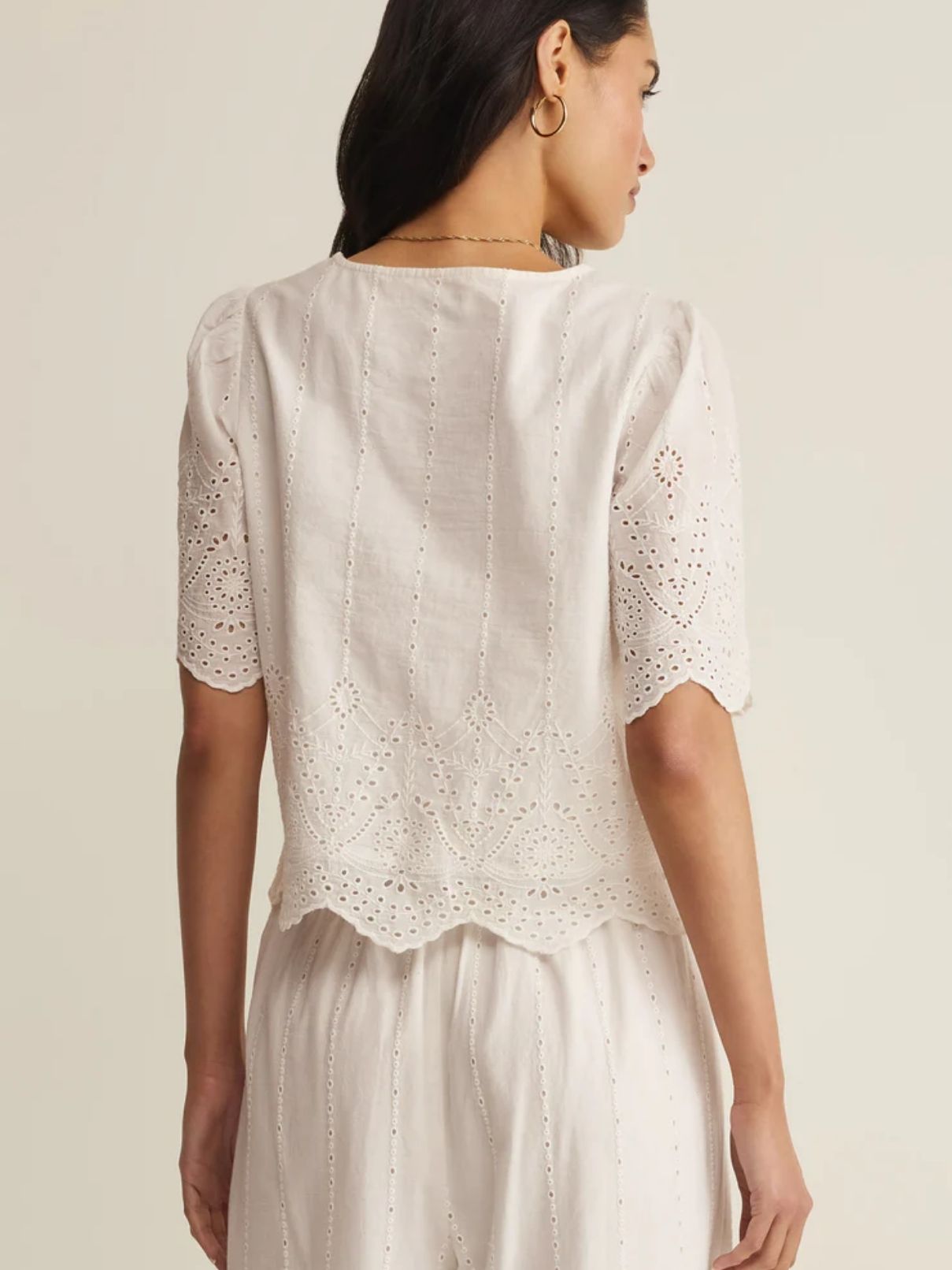 Z Supply Oceanside Embroidered  Top in White