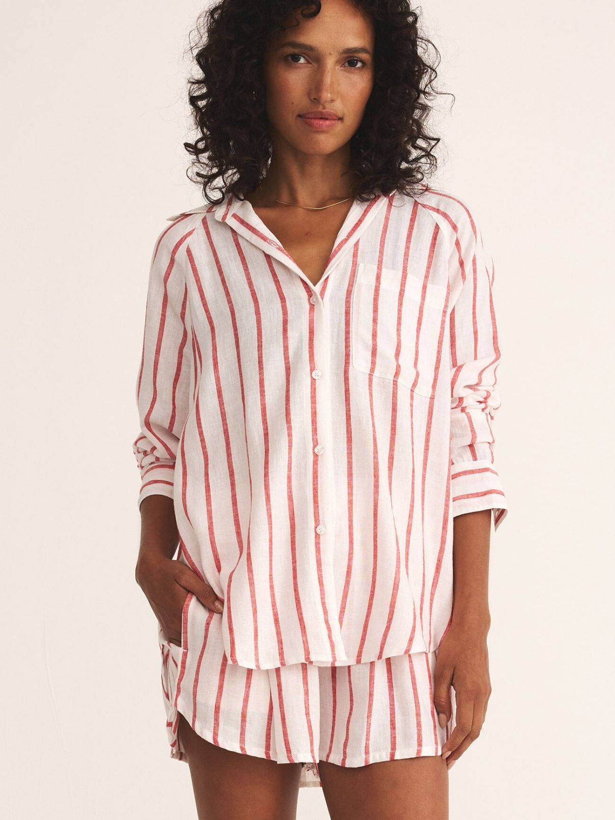 Z Supply  Perfect Line Shirt in Cabana Stripe Red