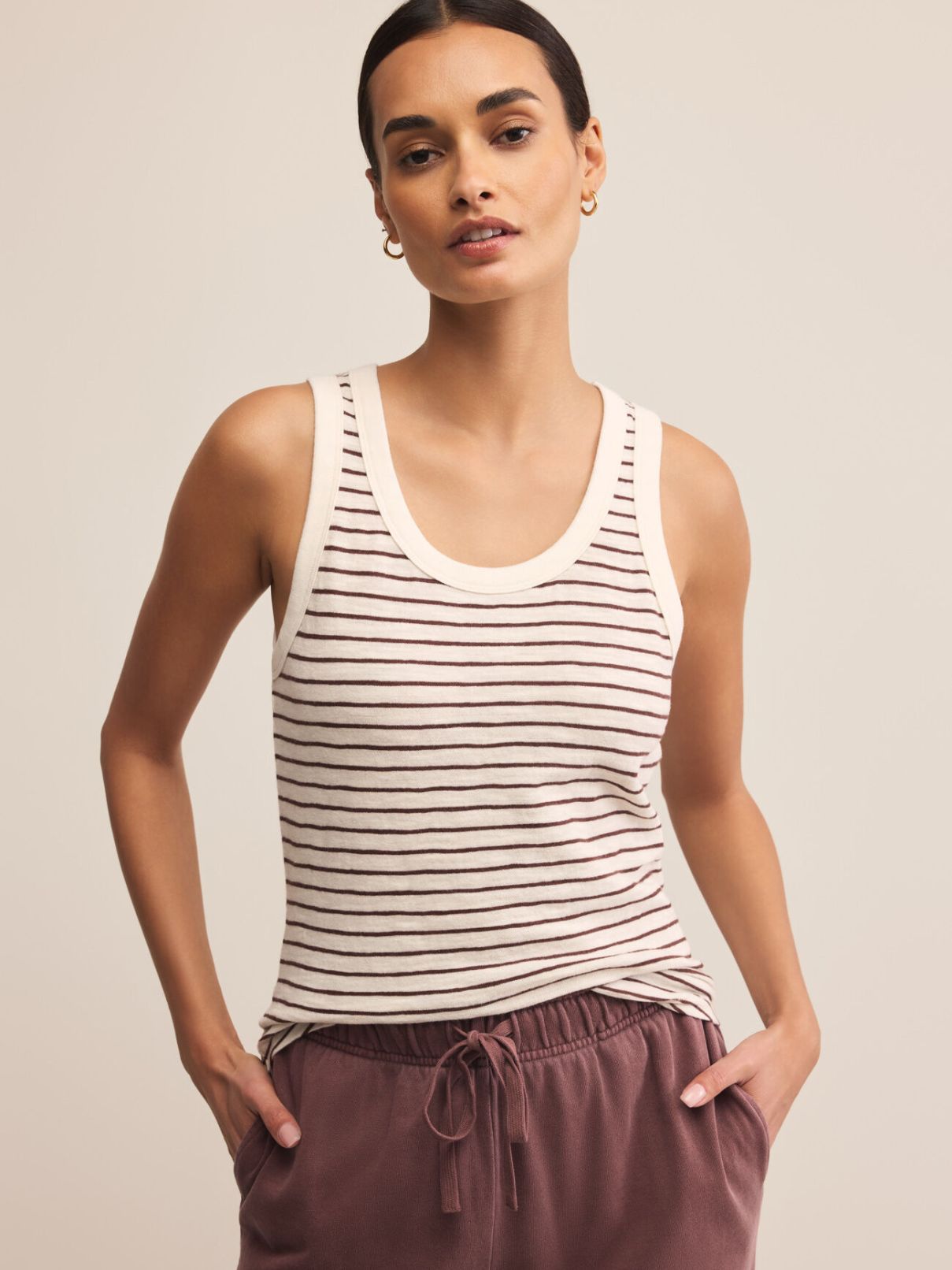 Z Supply Perfect Striped Tank in Sandlewood