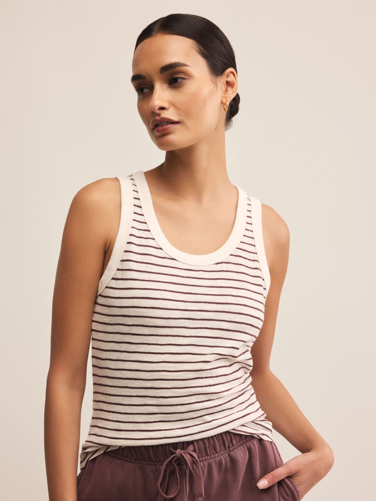 Z Supply Perfect Striped Tank in Sandlewood