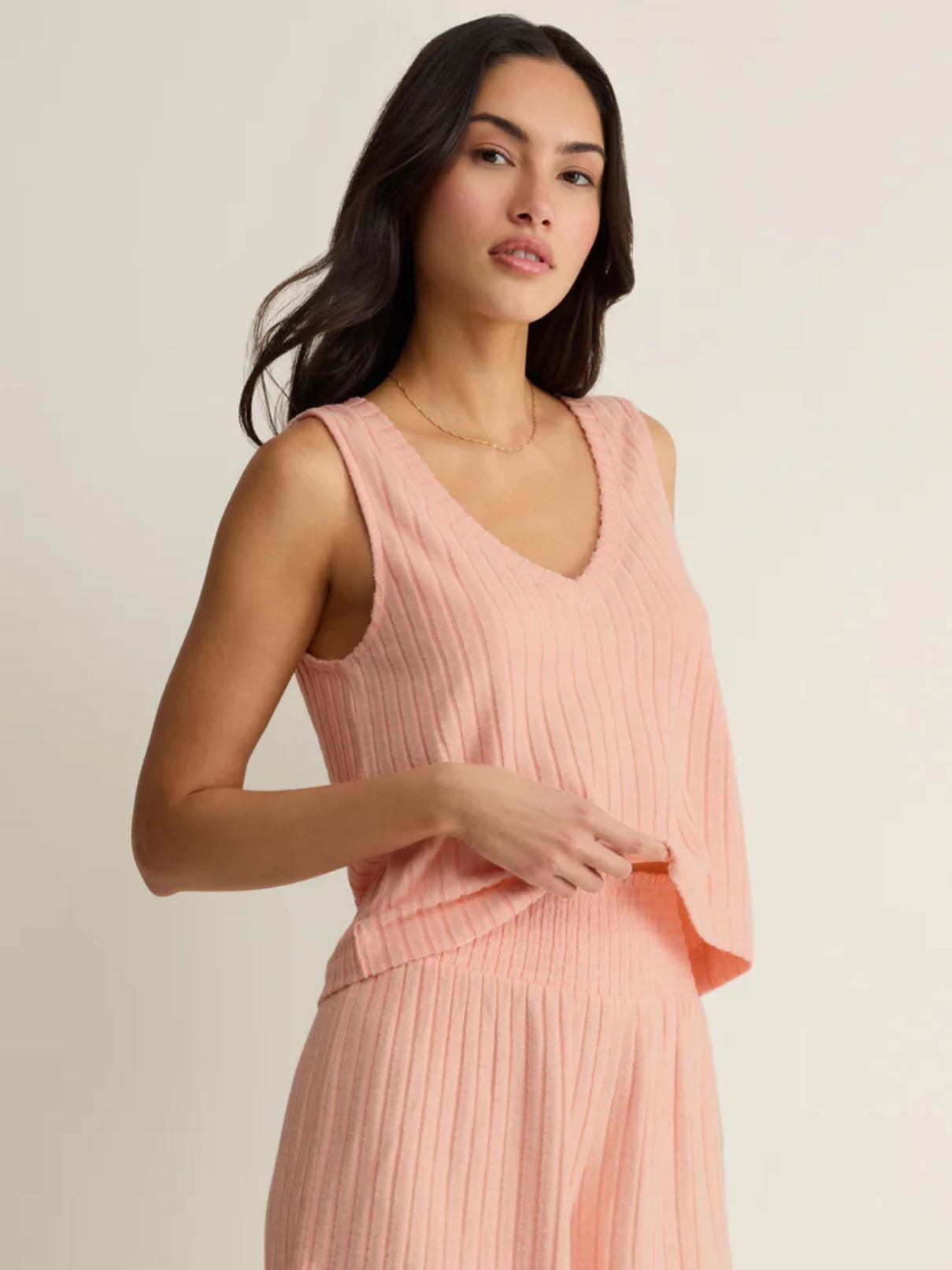 Z Supply Pj Set Rib Tank & Short in Bellini