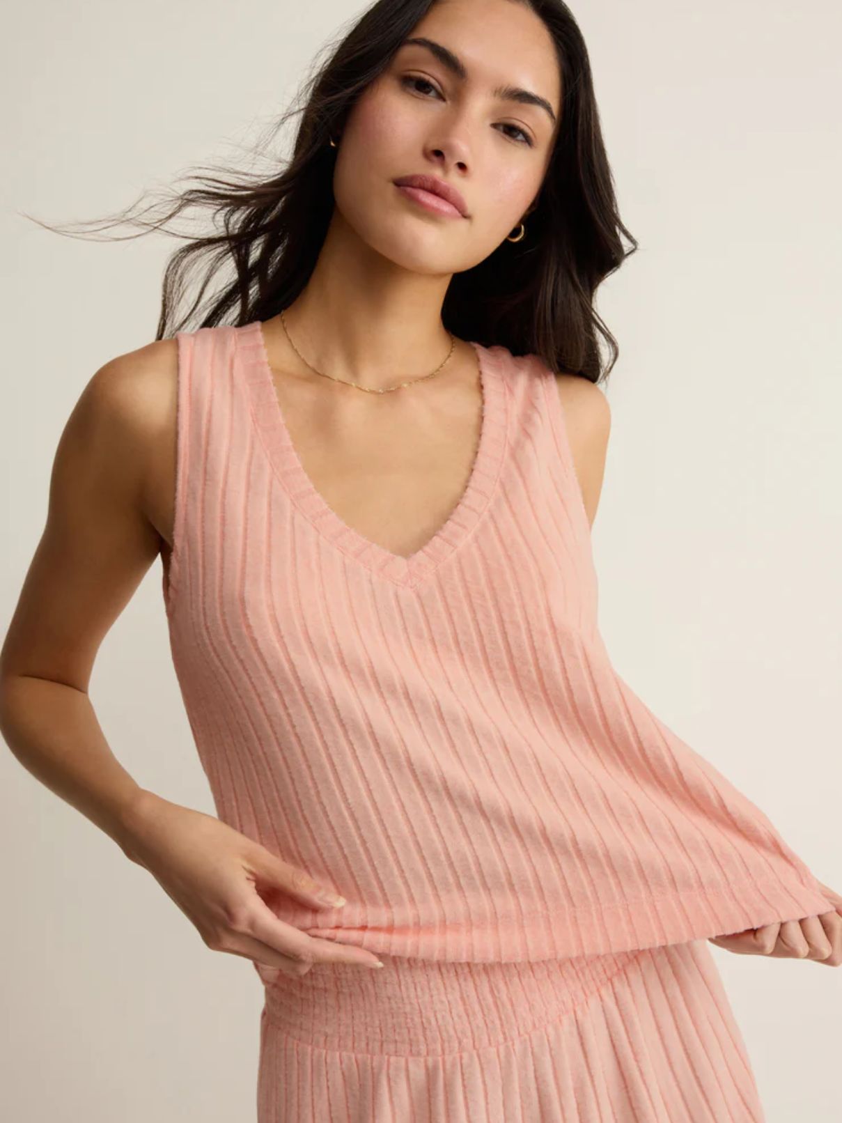 Z Supply Pj Set Rib Tank & Short in Bellini