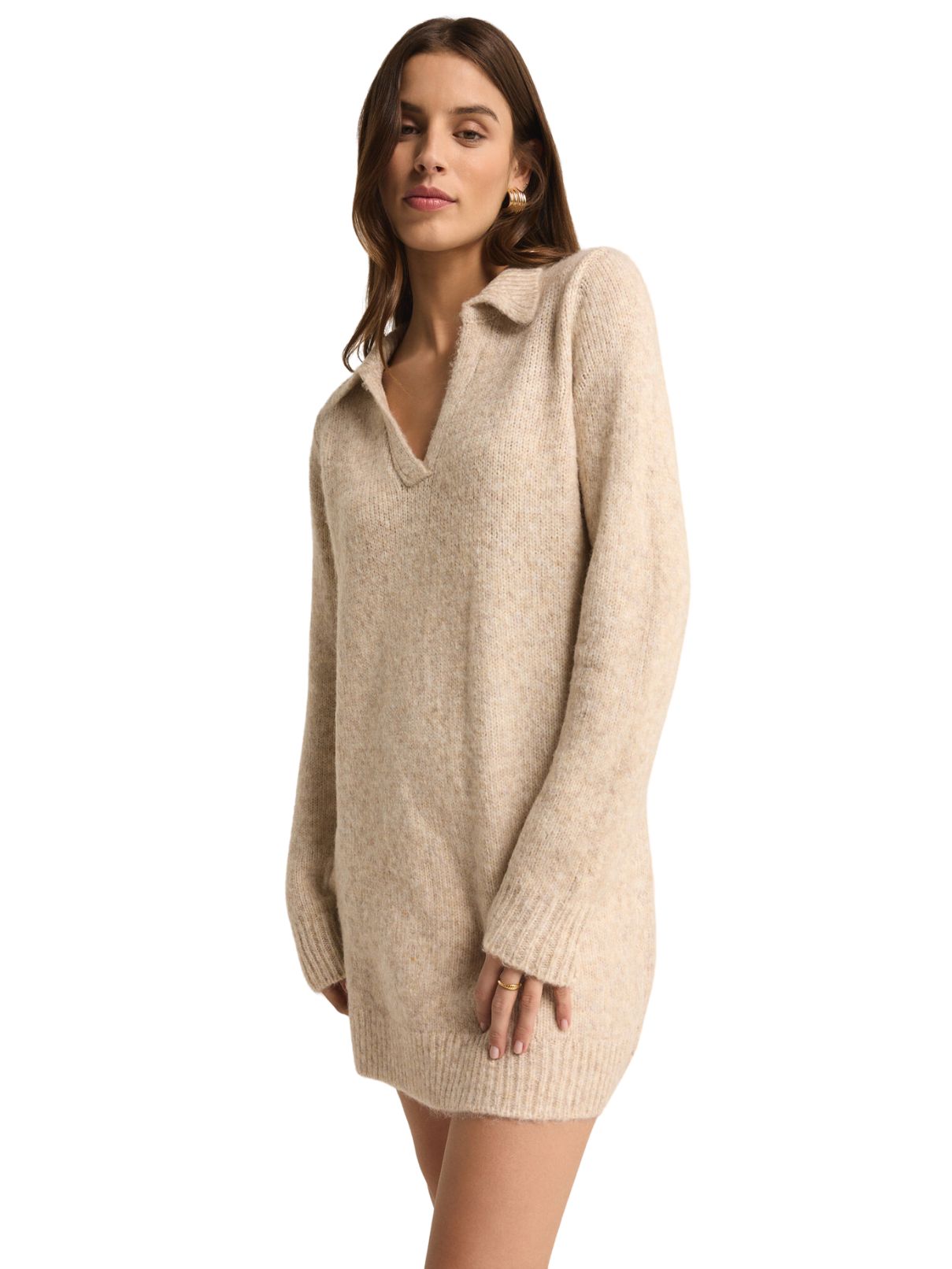 Z Supply Redford Sweater Dress in Lt Oat