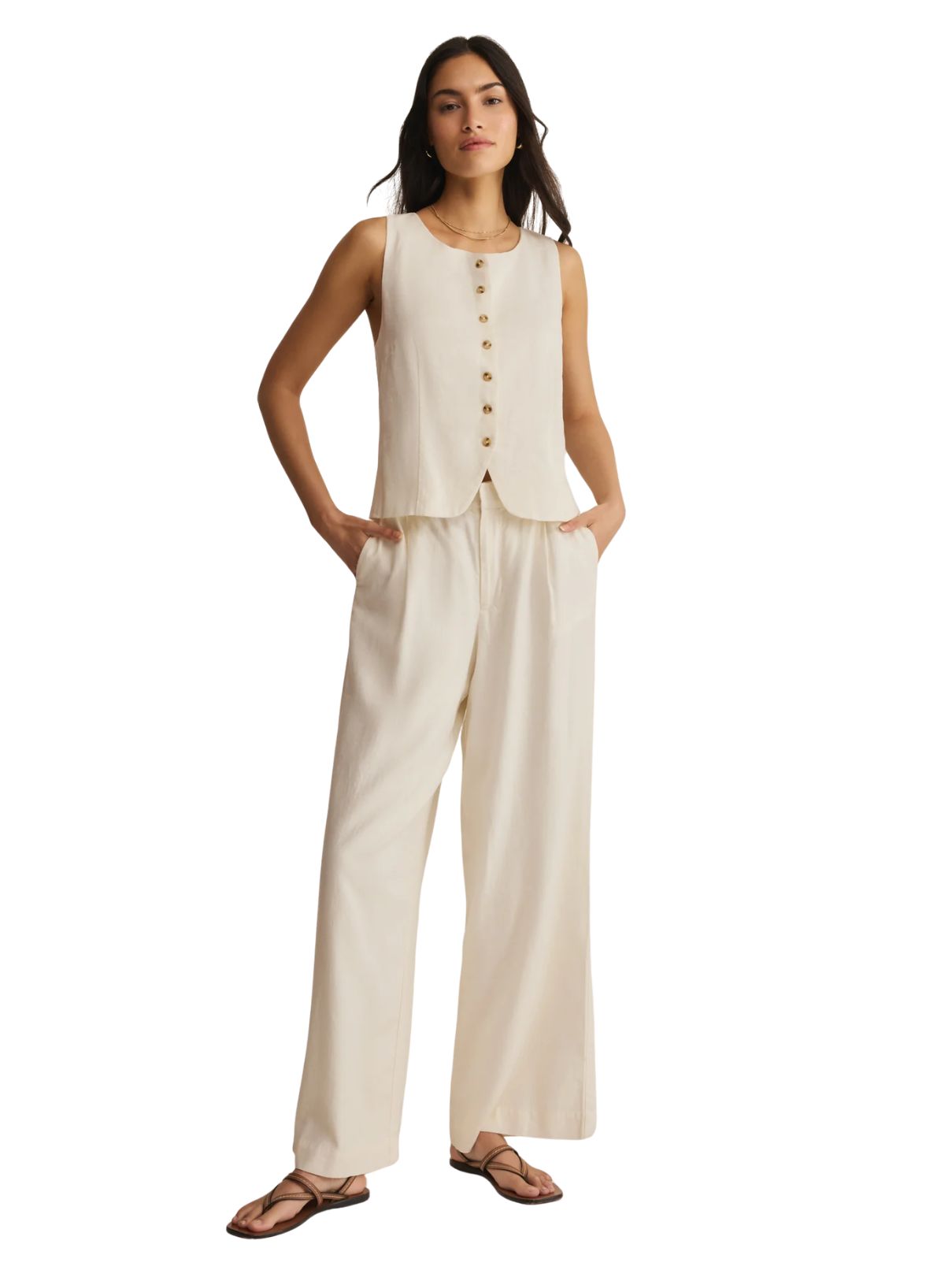 Z Supply Roman Linen Vest in Cloud