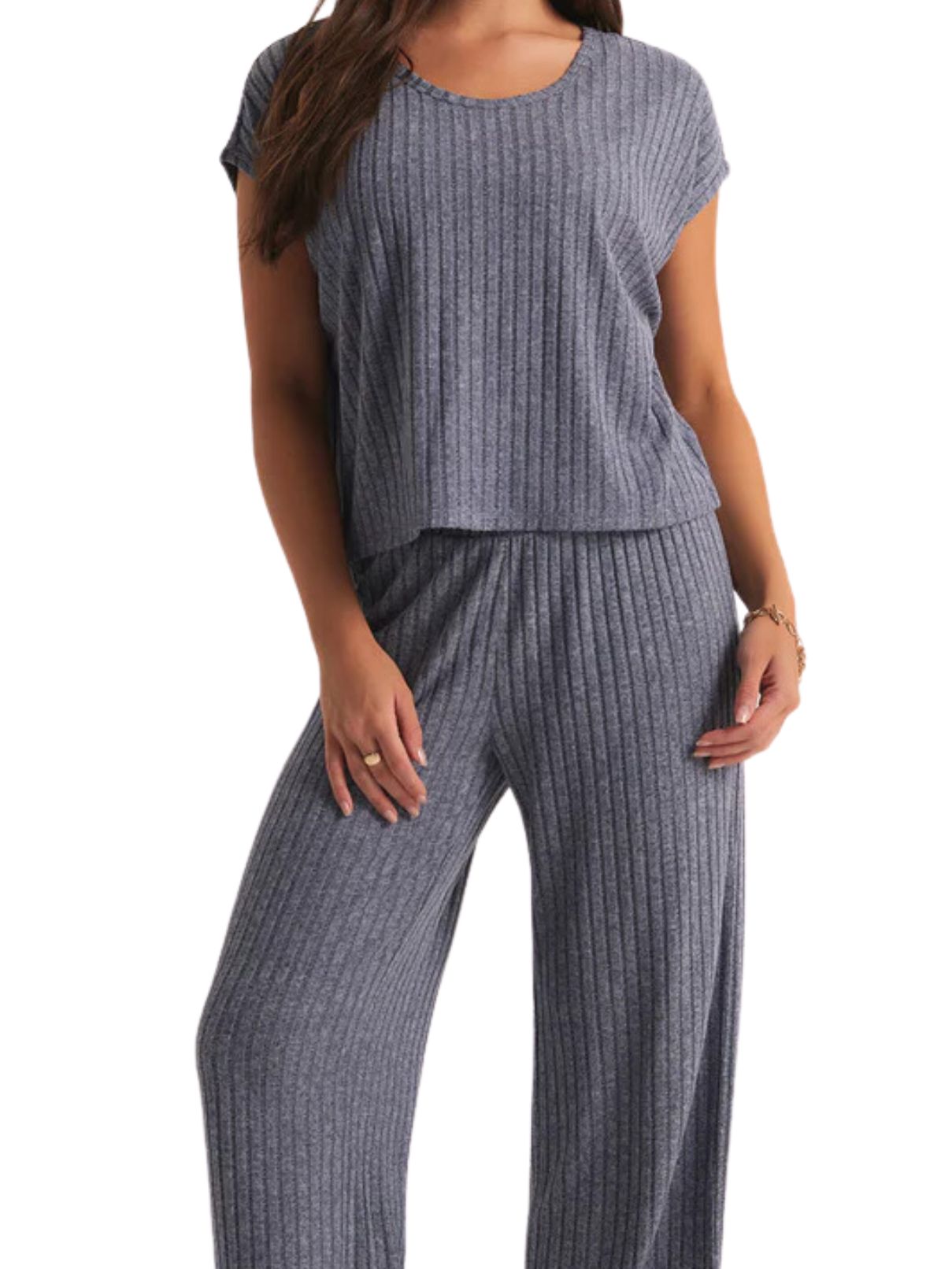 Z Supply Shoreline Rib Top in Dusty Navy