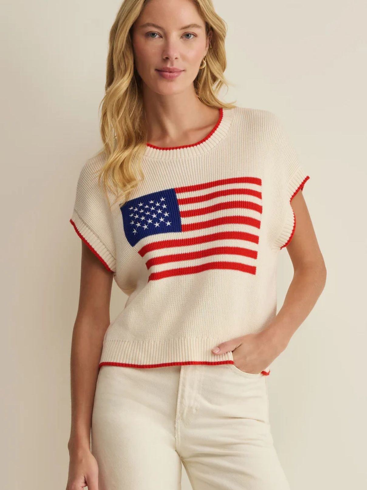 Z Supply Sleeveless Patriot Sweater in Cloud