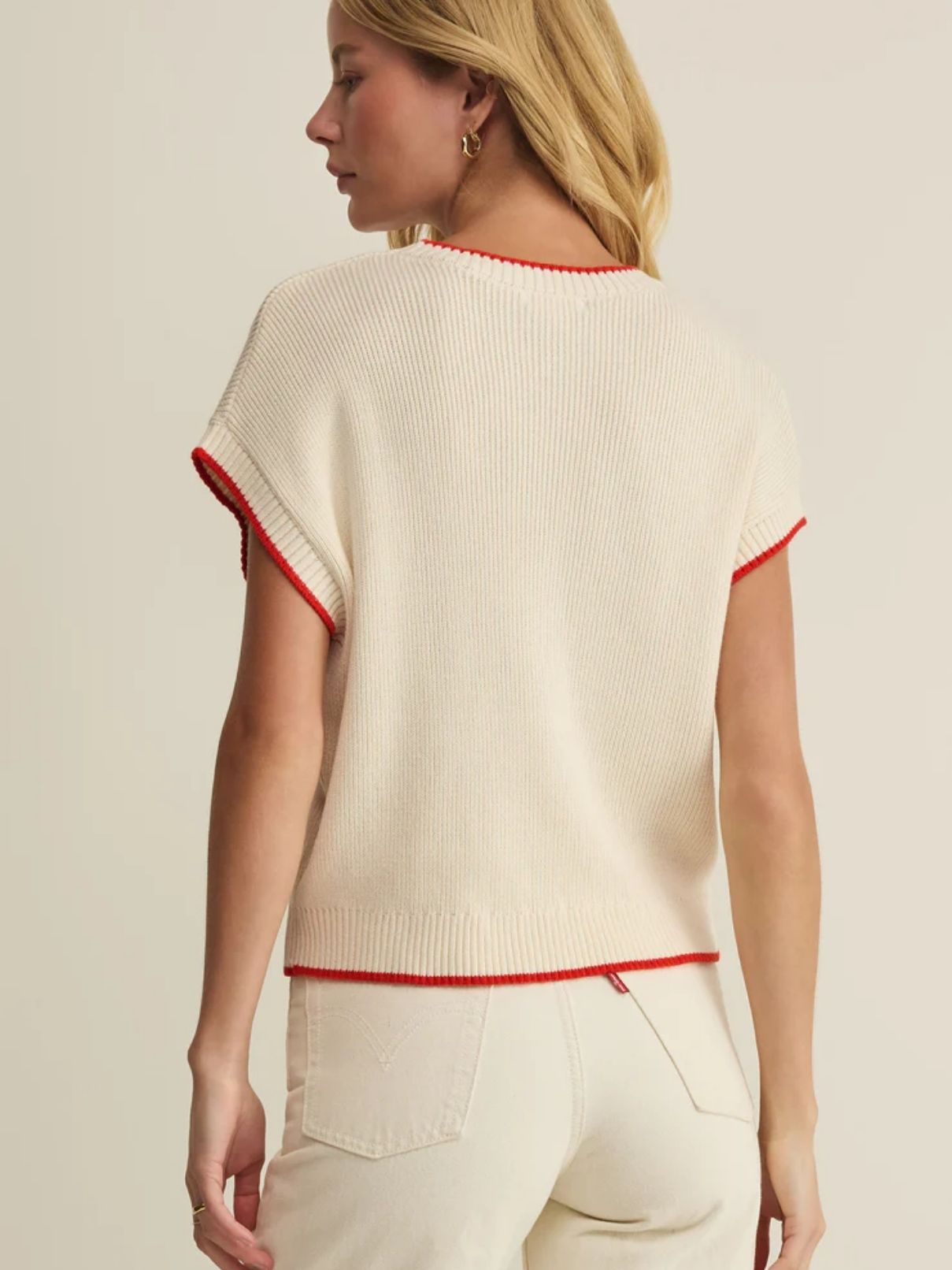 Z Supply Sleeveless Patriot Sweater in Cloud