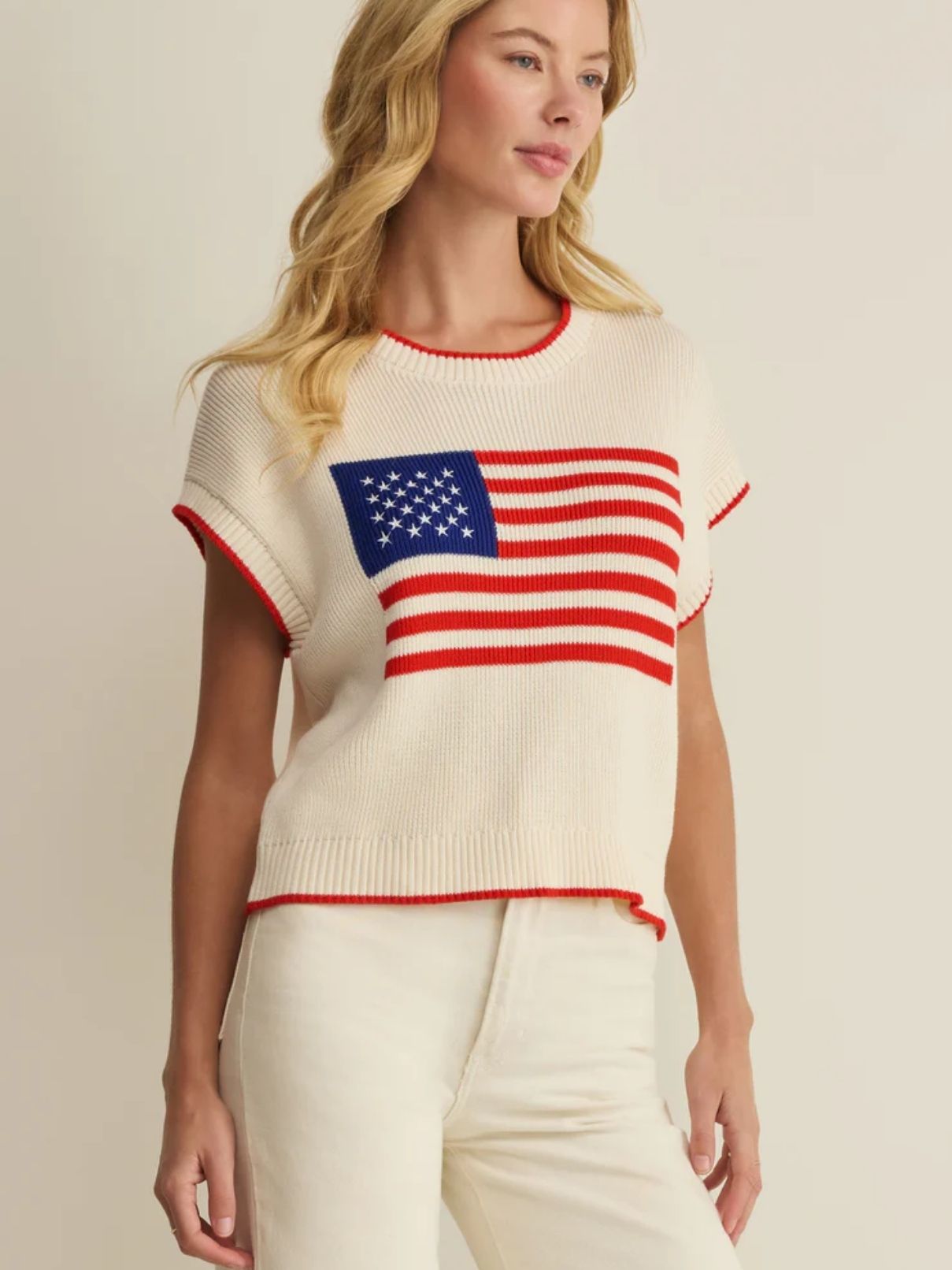 Z Supply Sleeveless Patriot Sweater in Cloud