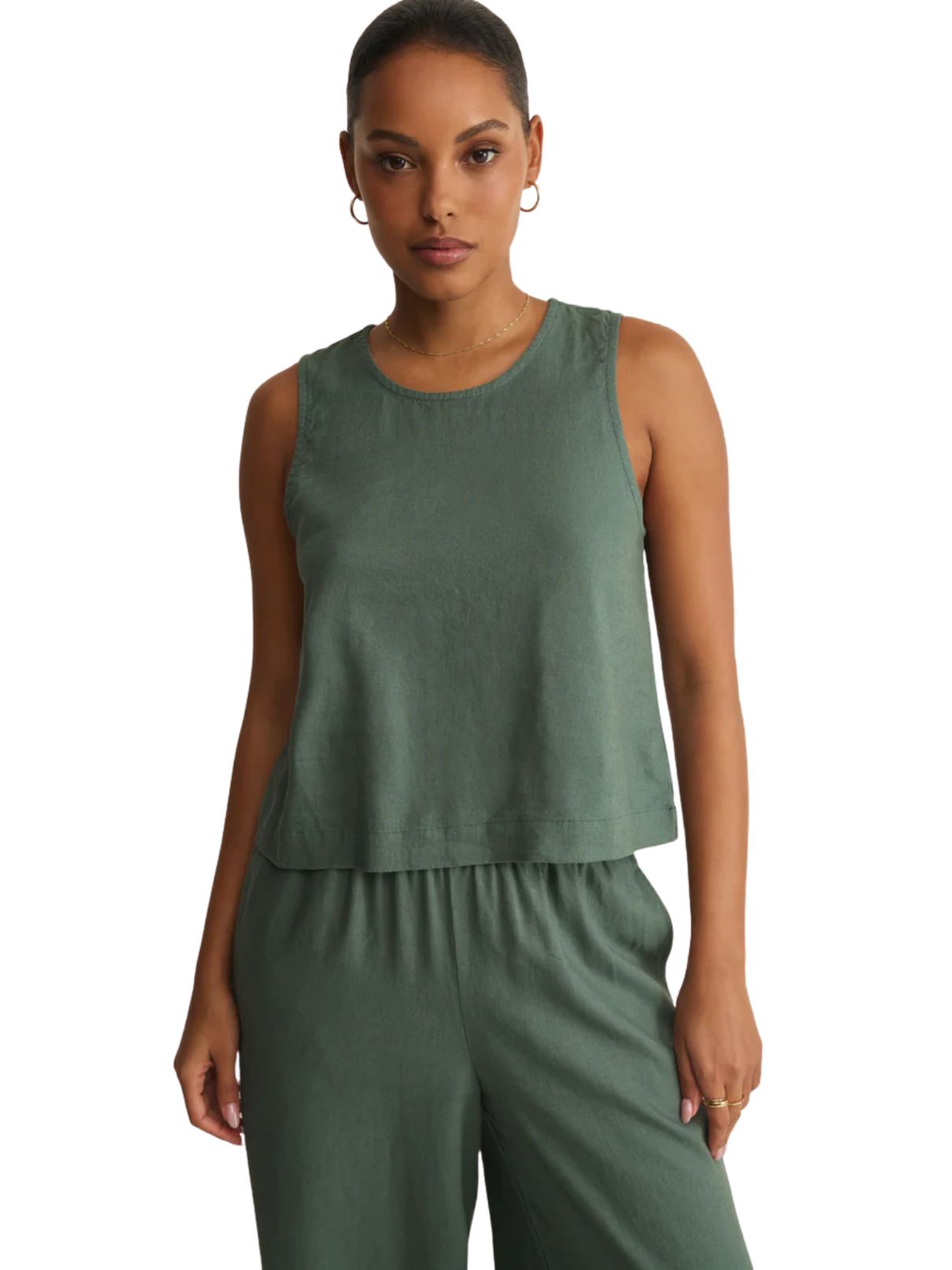 Z Supply Sloane Linen Tank in Everglade
