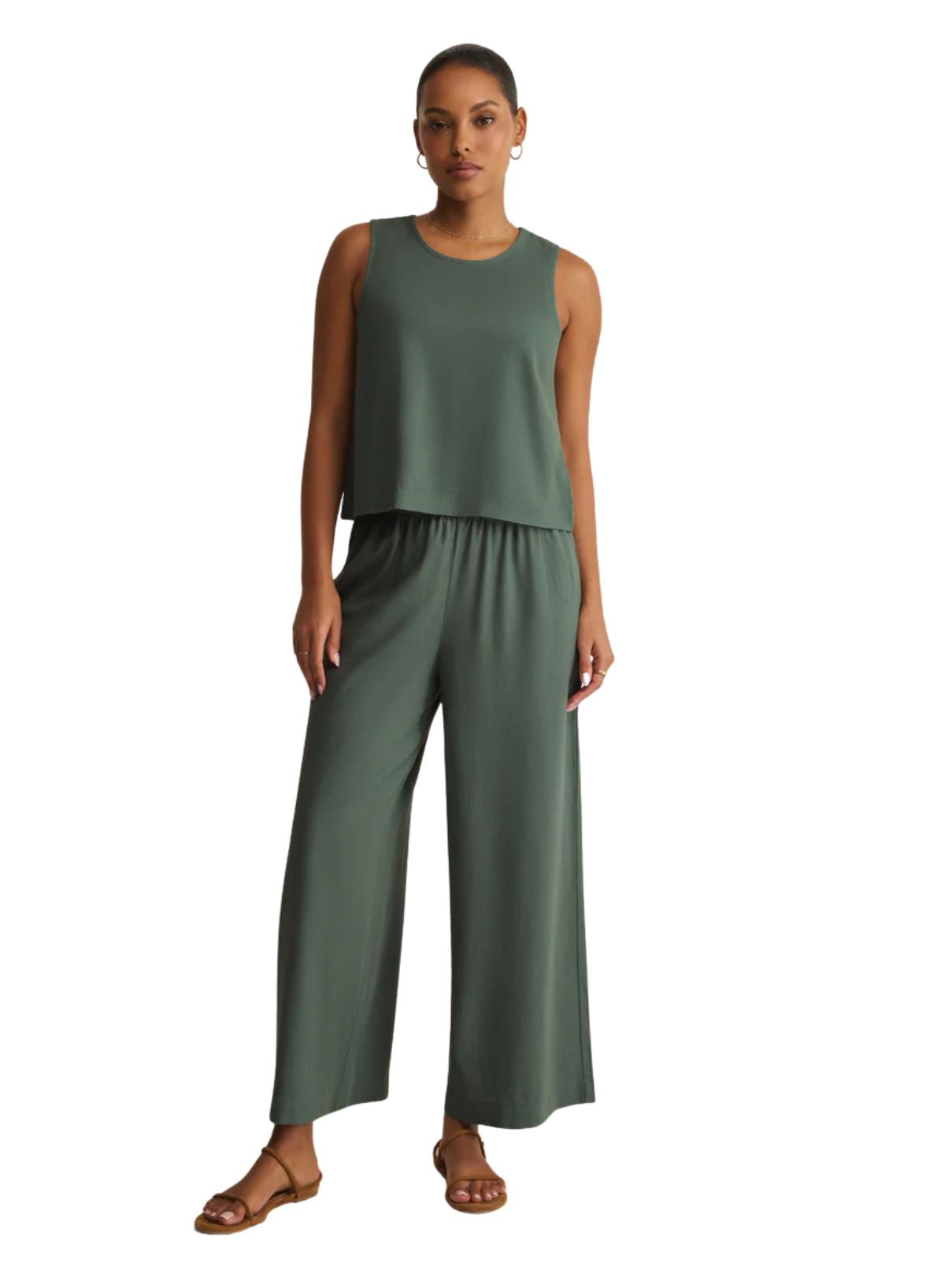 Z Supply Sloane Linen Tank in Everglade